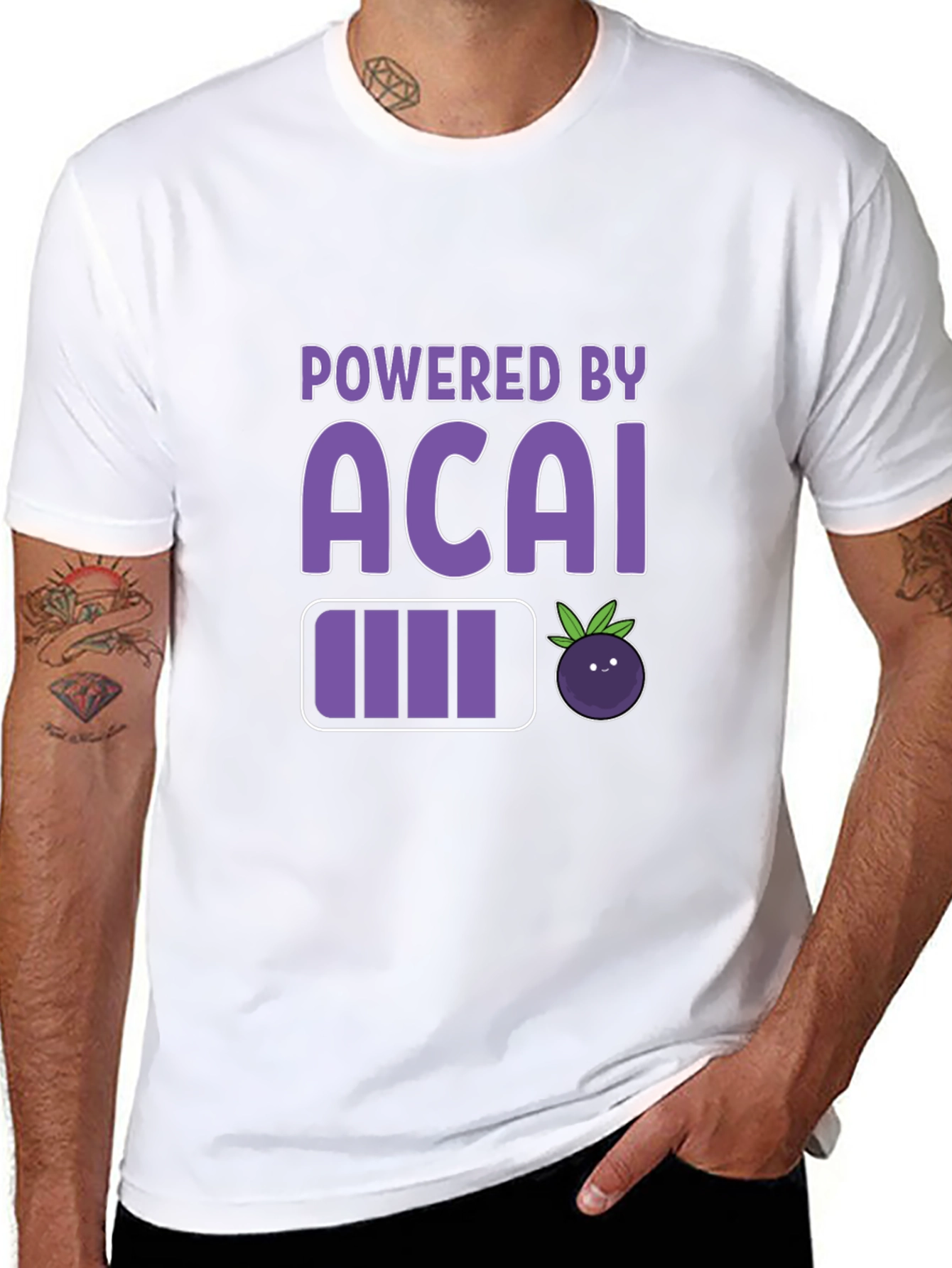 Powered by Acai Graphic Tee - Black