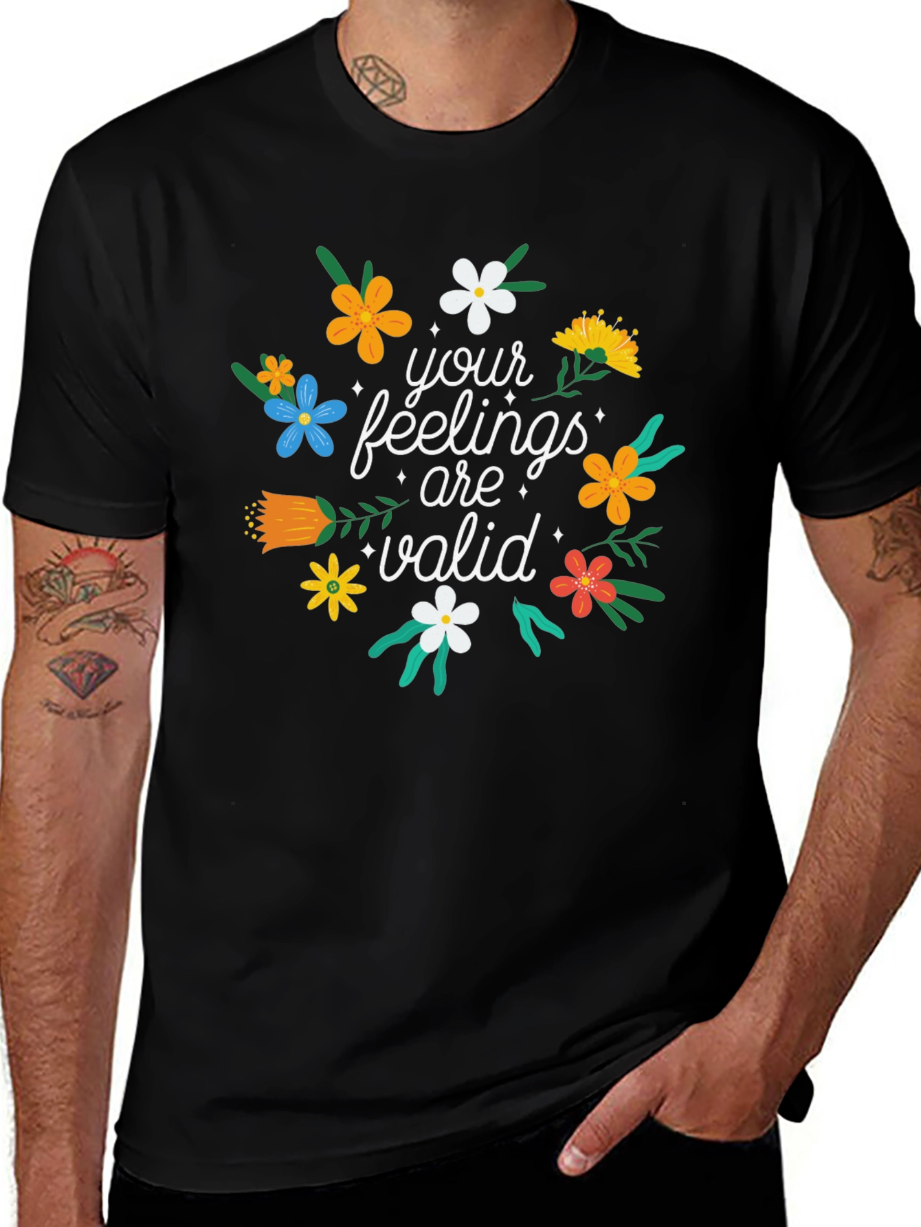 Floral Your Feelings Are Valid Graphic T-Shirt