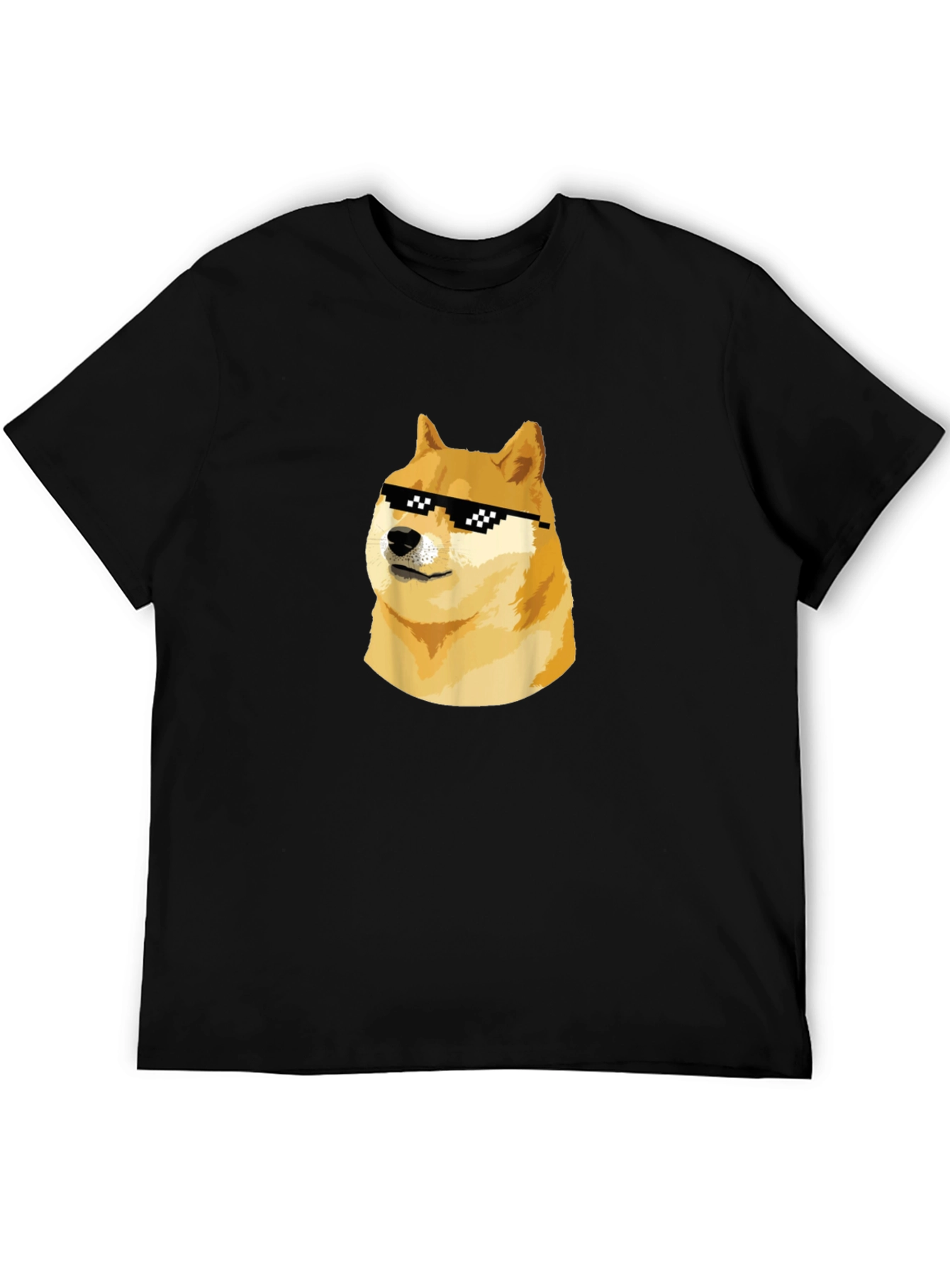 Doge Meme Black T-Shirt - Cool Doge with Sunglasses