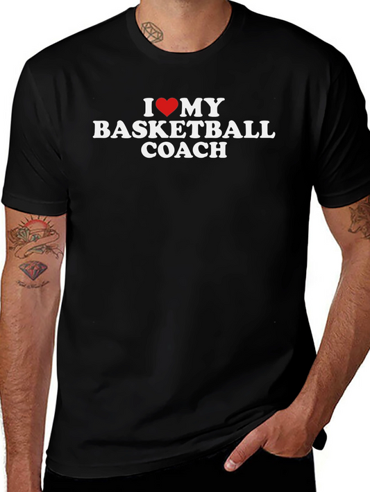 I Love My Basketball Coach T-Shirt - Heart Graphic