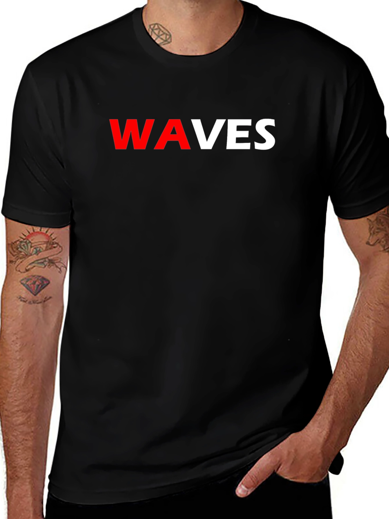 WAVES Graphic Tee - Stylish Black T-Shirt