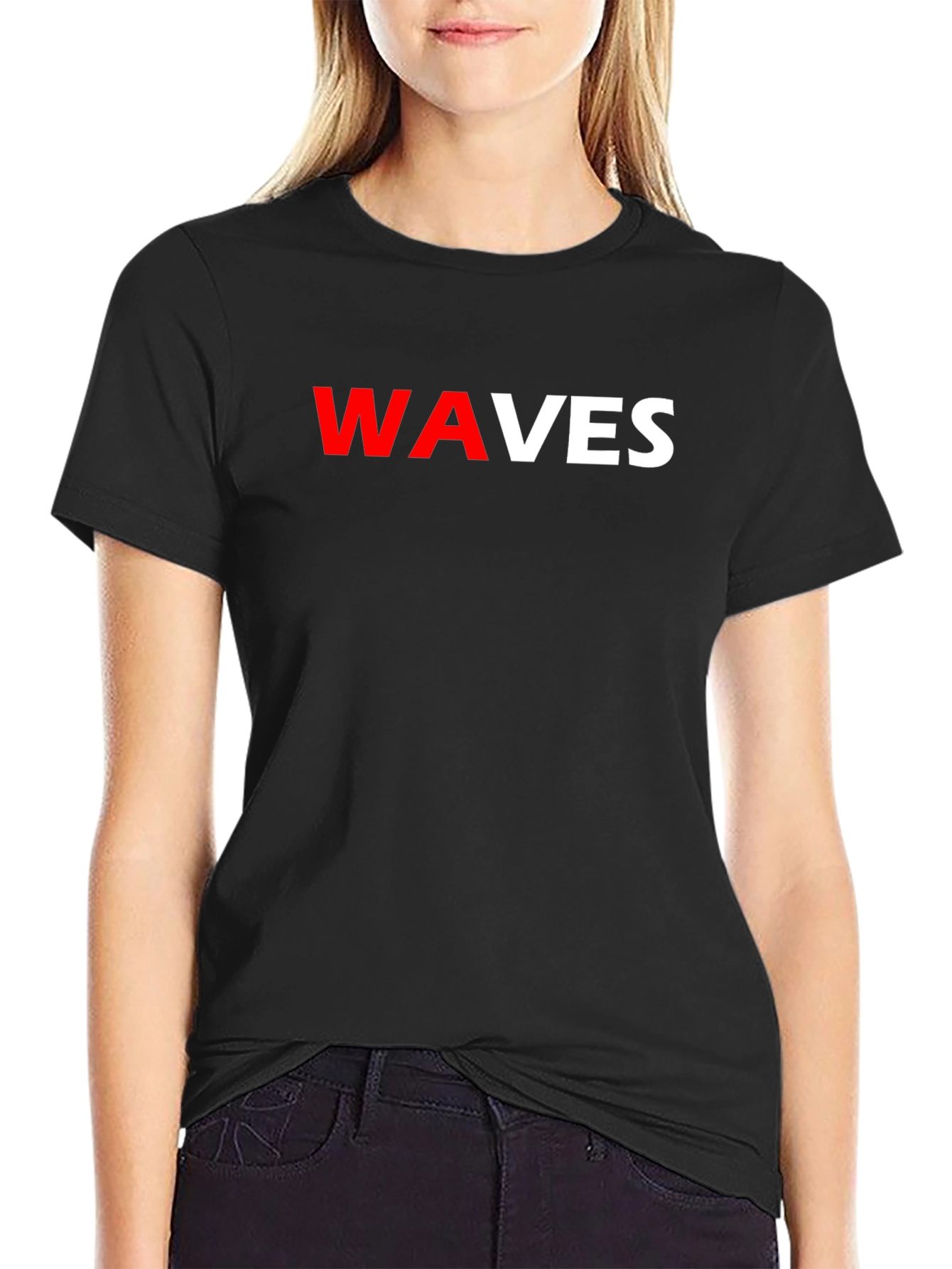 WAVES Graphic Tee - Stylish Black T-Shirt