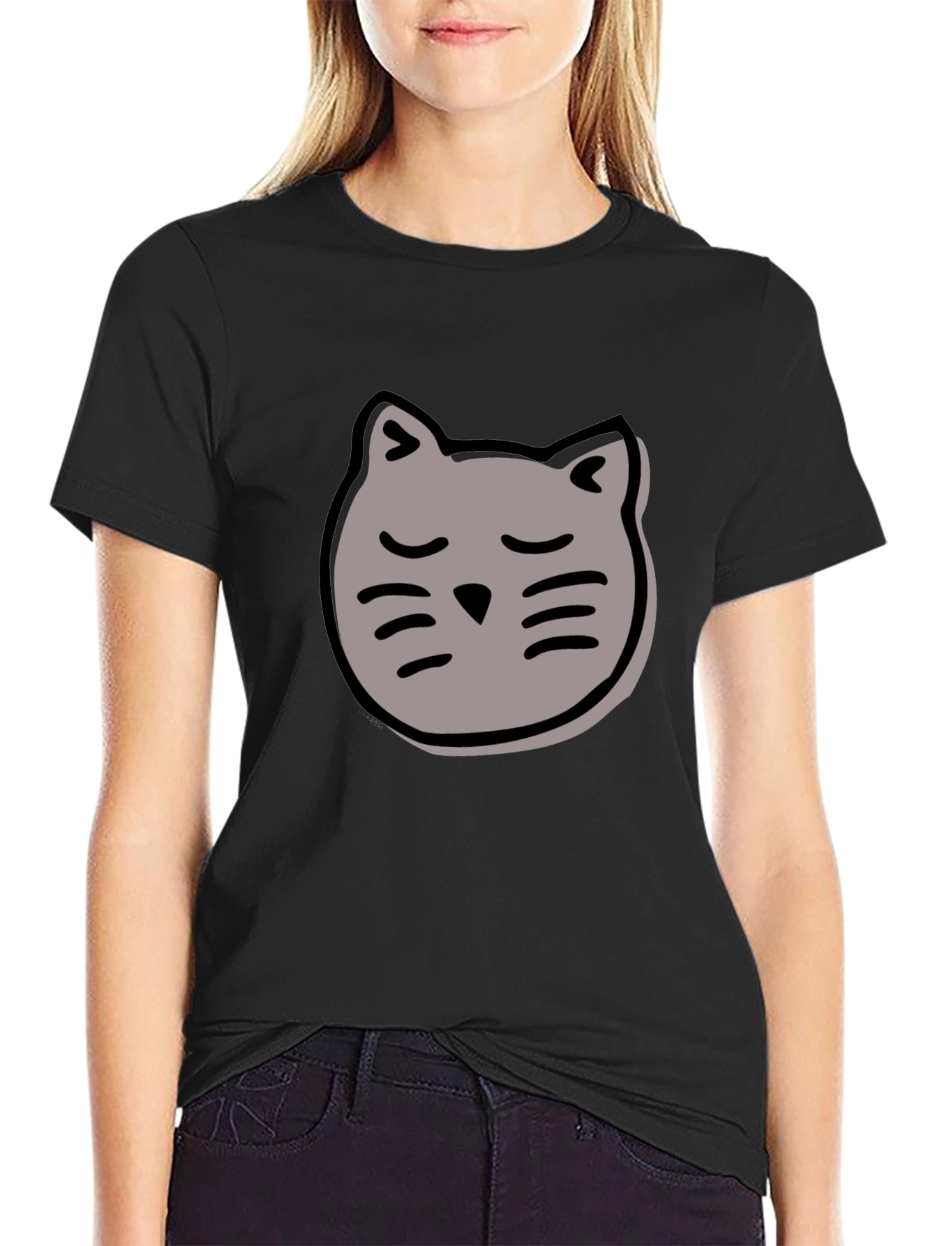 Cool Cat Graphic Tee - Black Cotton T-Shirt
