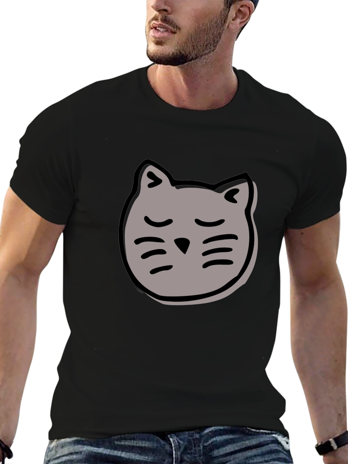 Cool Cat Graphic Tee - Black Cotton T-Shirt