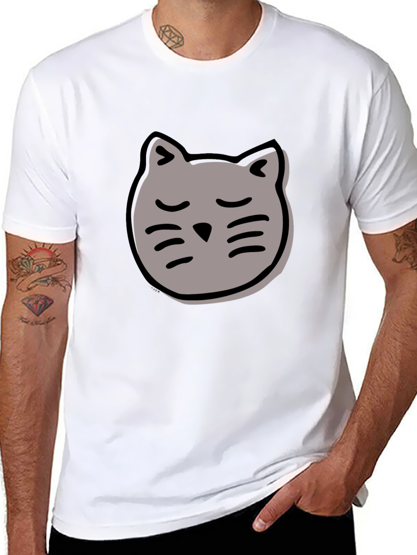 Cool Cat Graphic Tee - Black Cotton T-Shirt