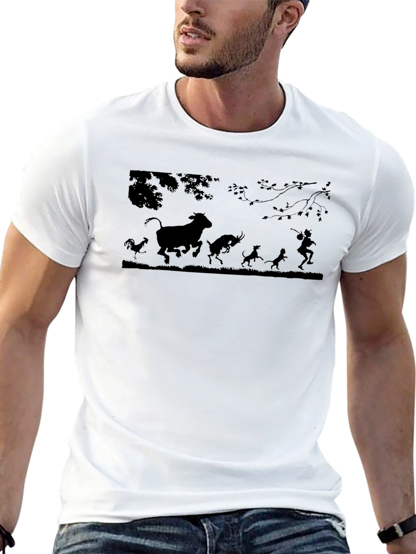 Silhouette Animal Chase Black T-Shirt