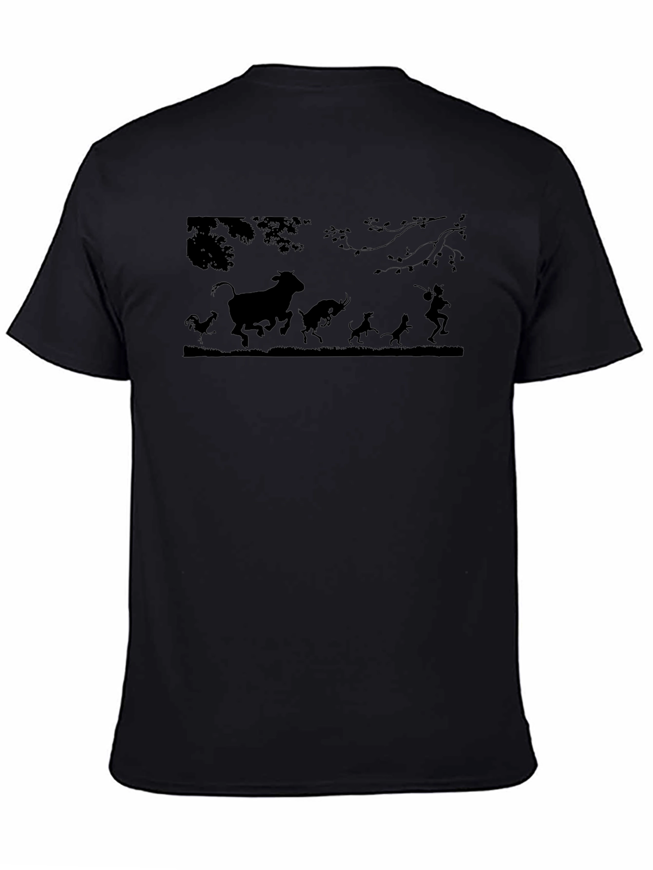 Silhouette Animal Chase Black T-Shirt