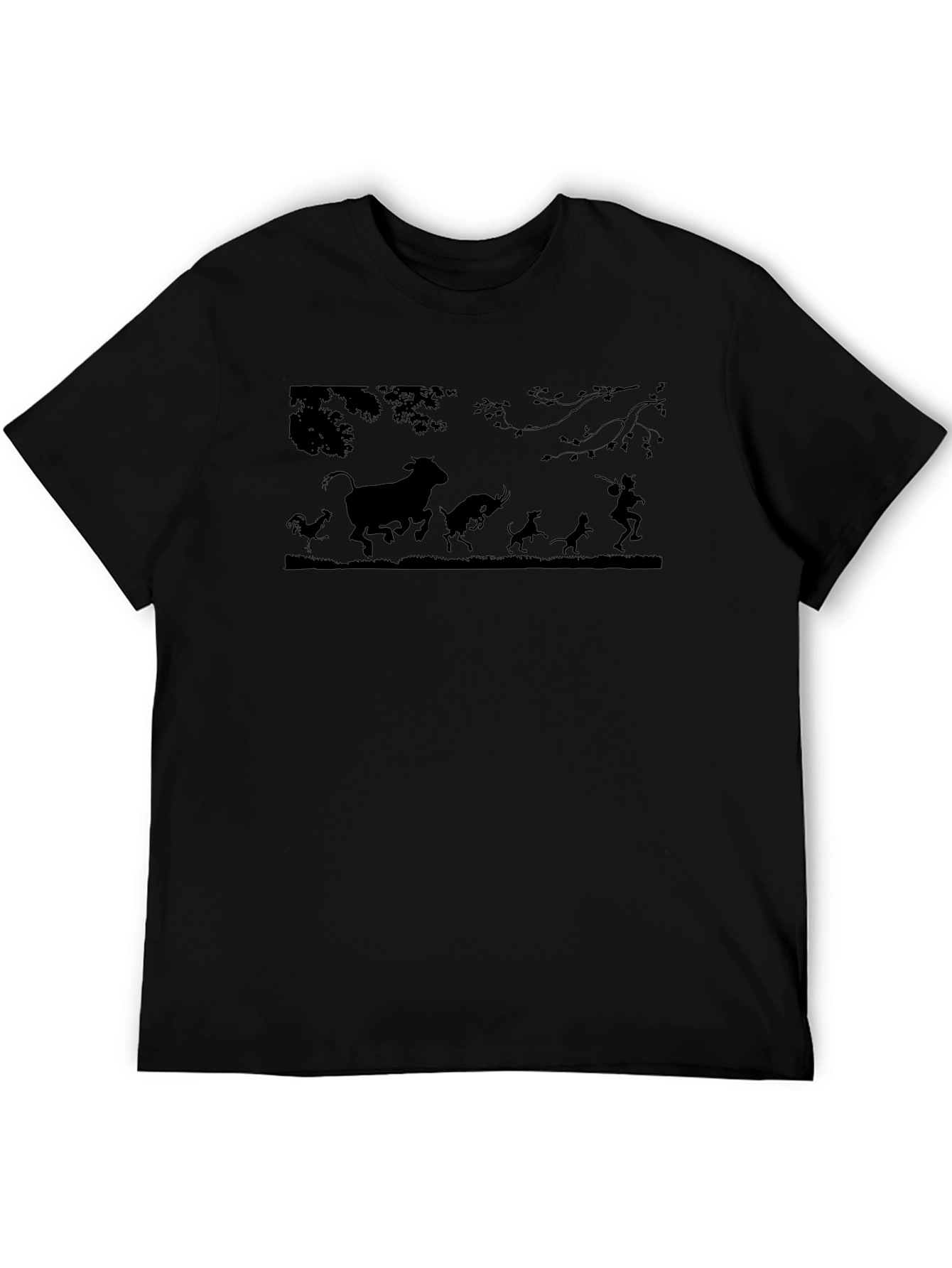 Silhouette Animal Chase Black T-Shirt