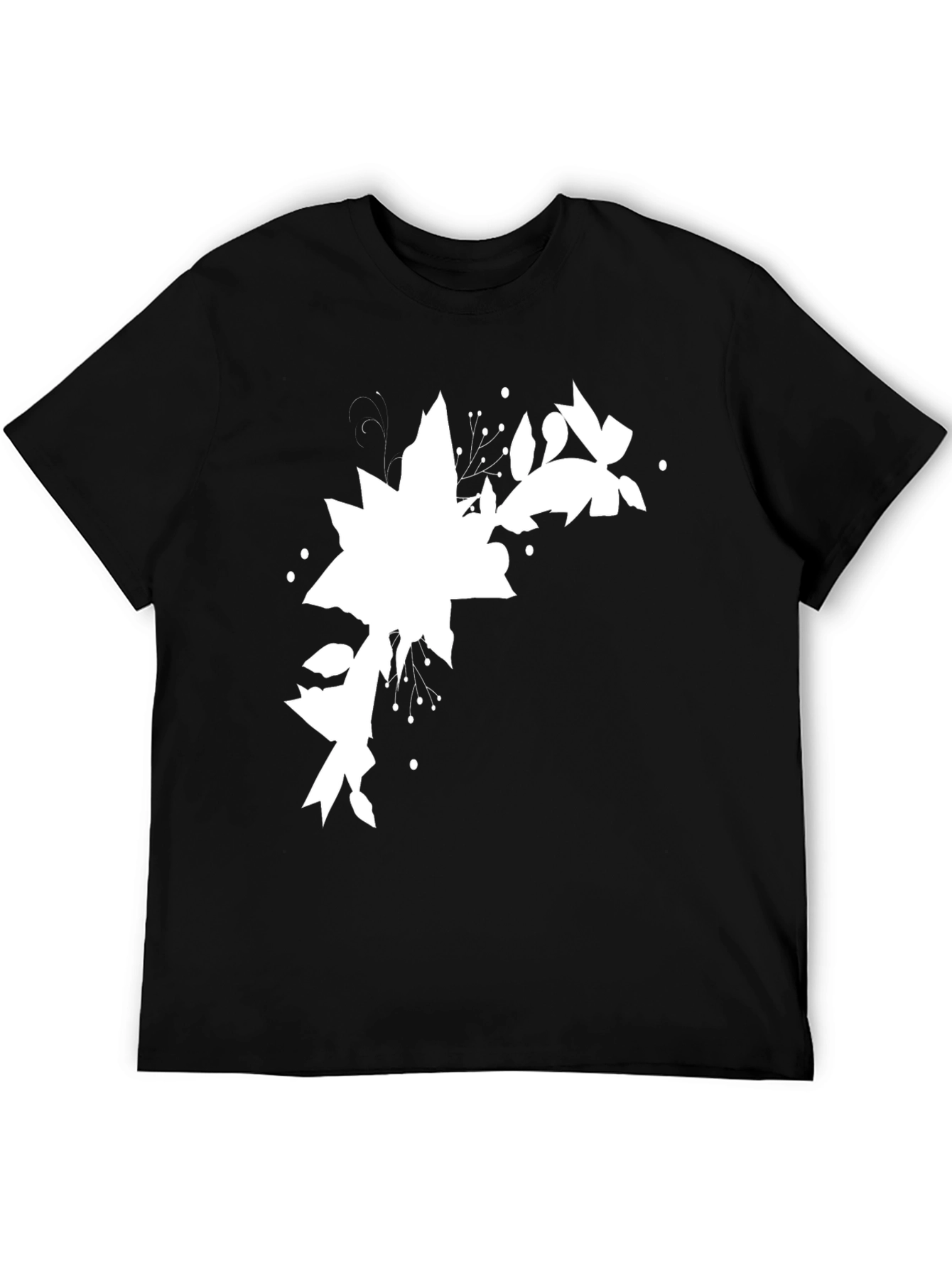 Black Tee with Abstract Floral Design