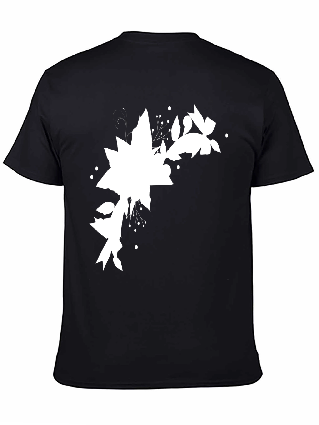 Black Tee with Abstract Floral Design