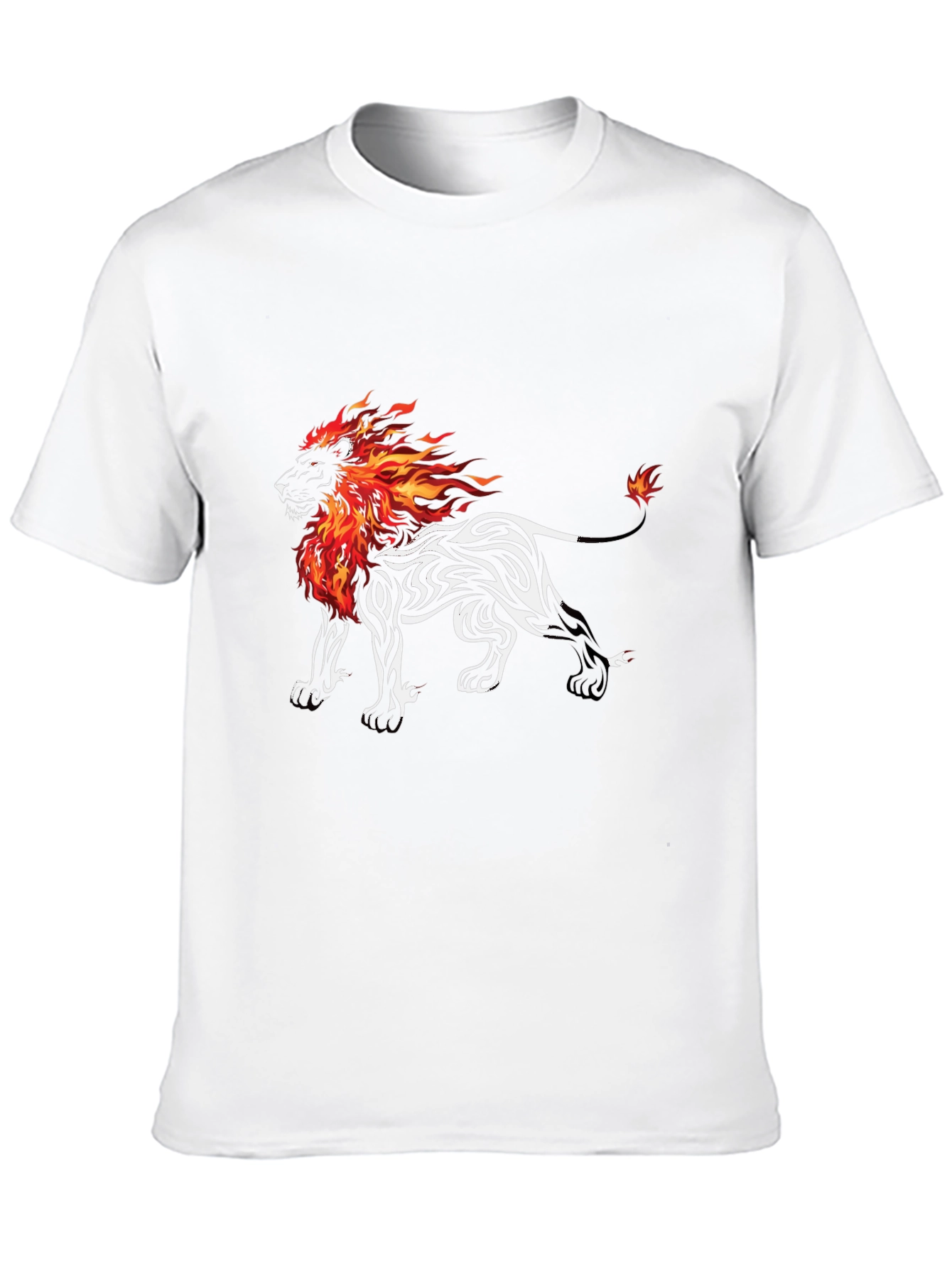 Fiery Lion Graphic Tee - Black Cotton Blend T-Shirt
