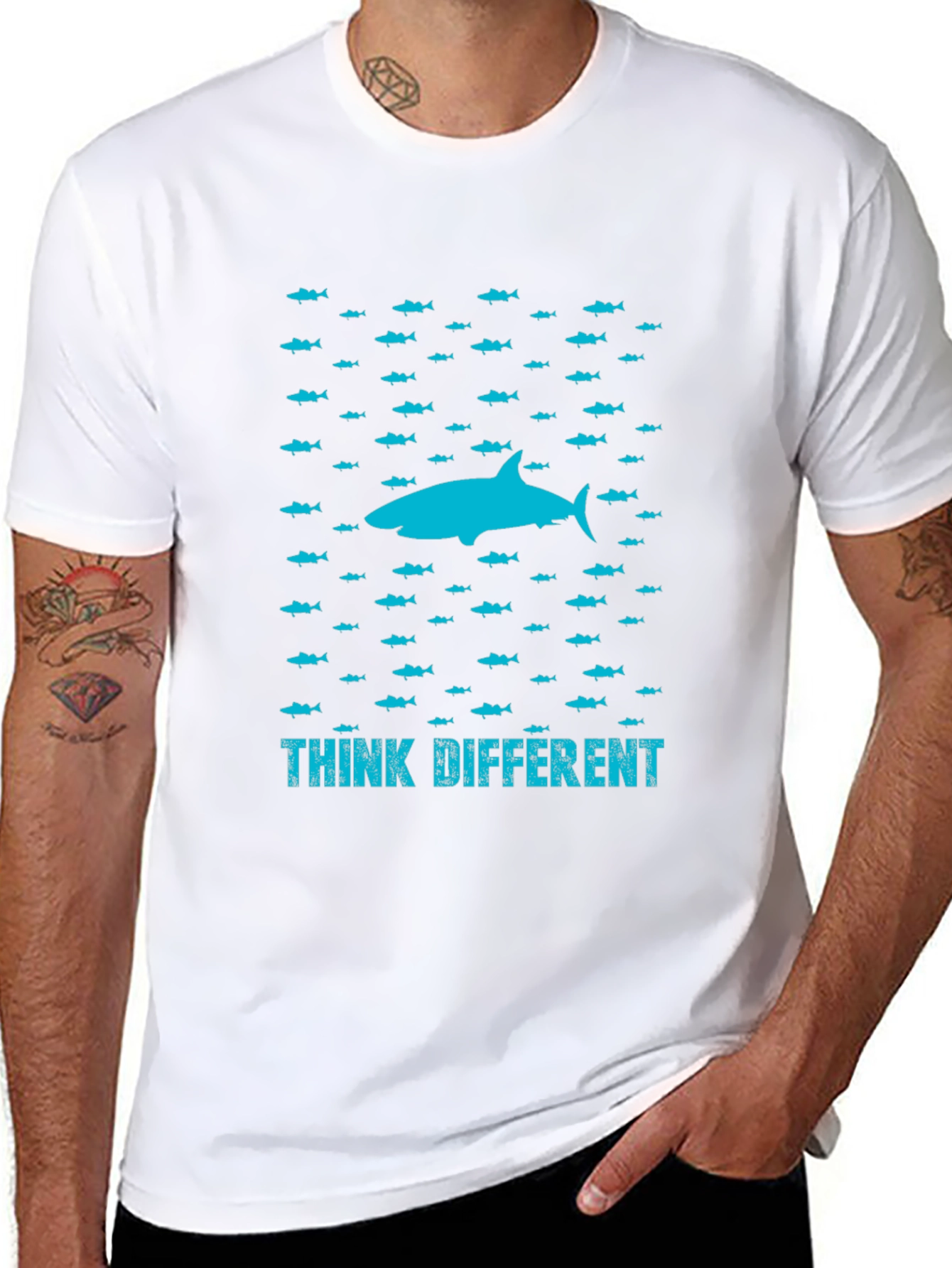 Think Different Shark Graphic T-Shirt