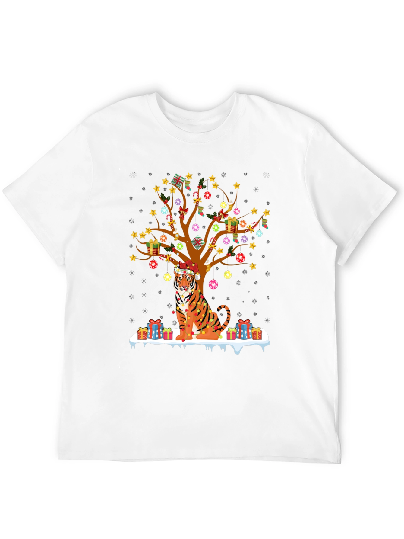 Festive Tiger Christmas Tree Graphic Tee