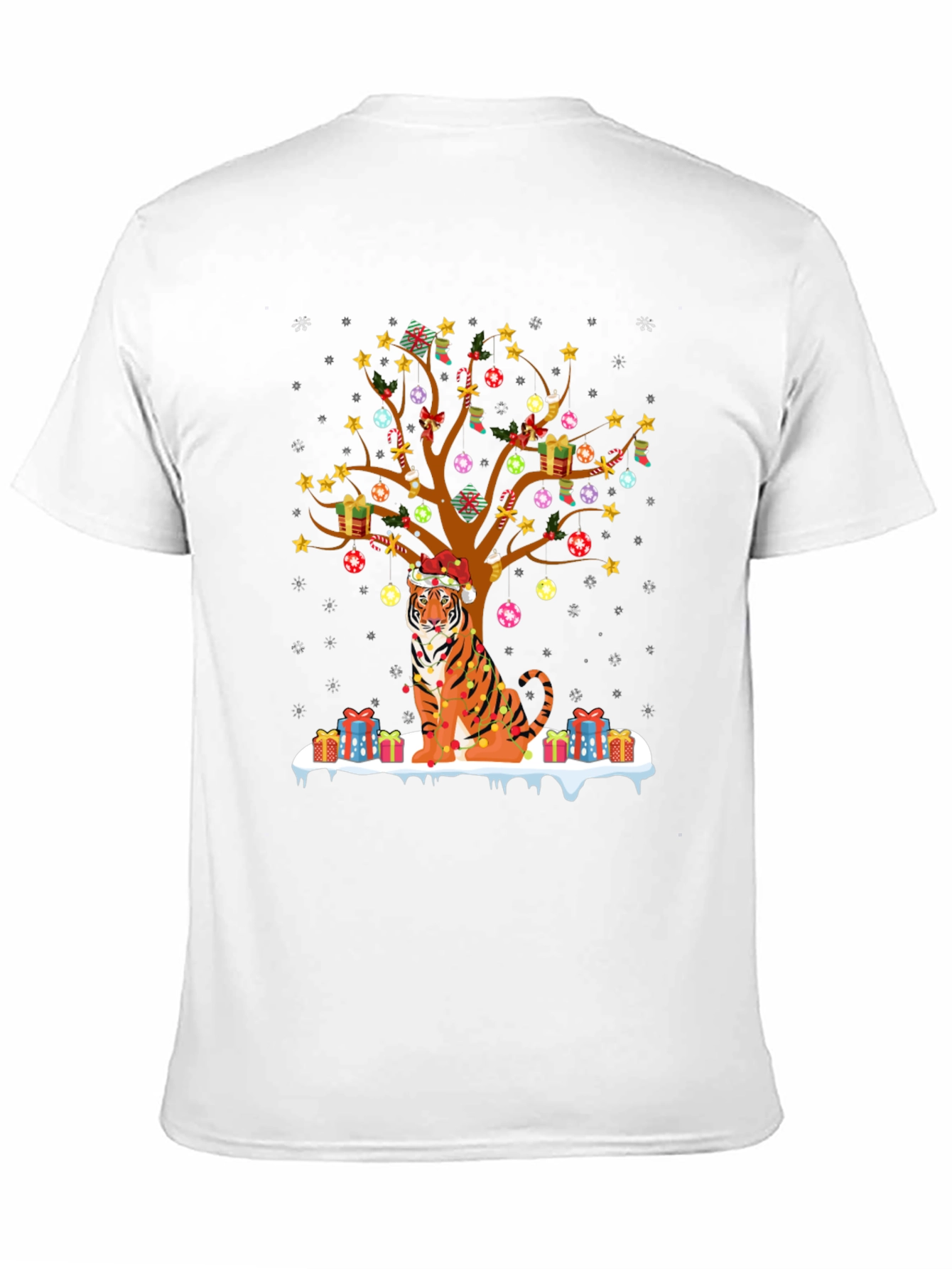 Festive Tiger Christmas Tree Graphic Tee