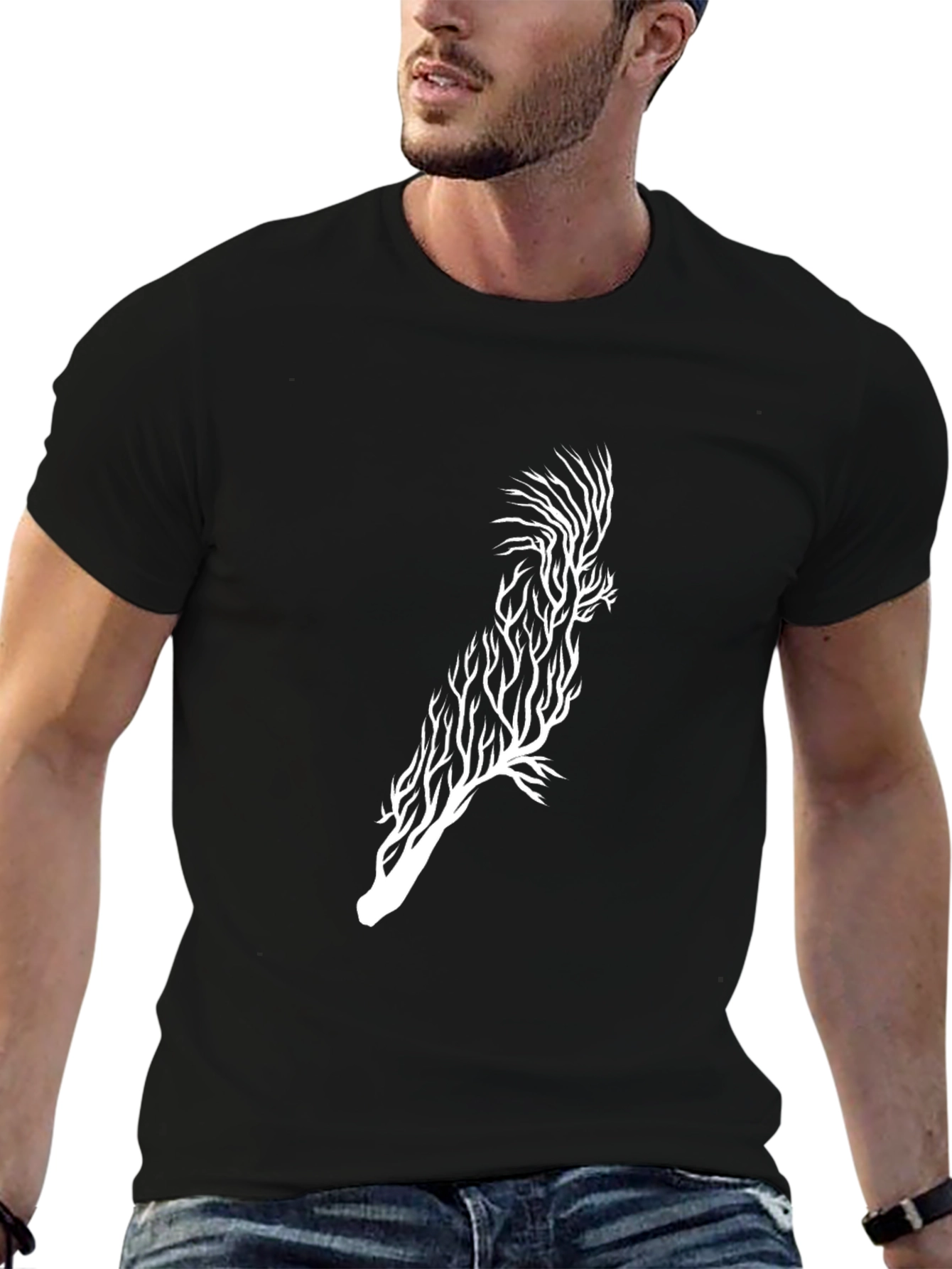 Abstract Tree-Bird Graphic Tee