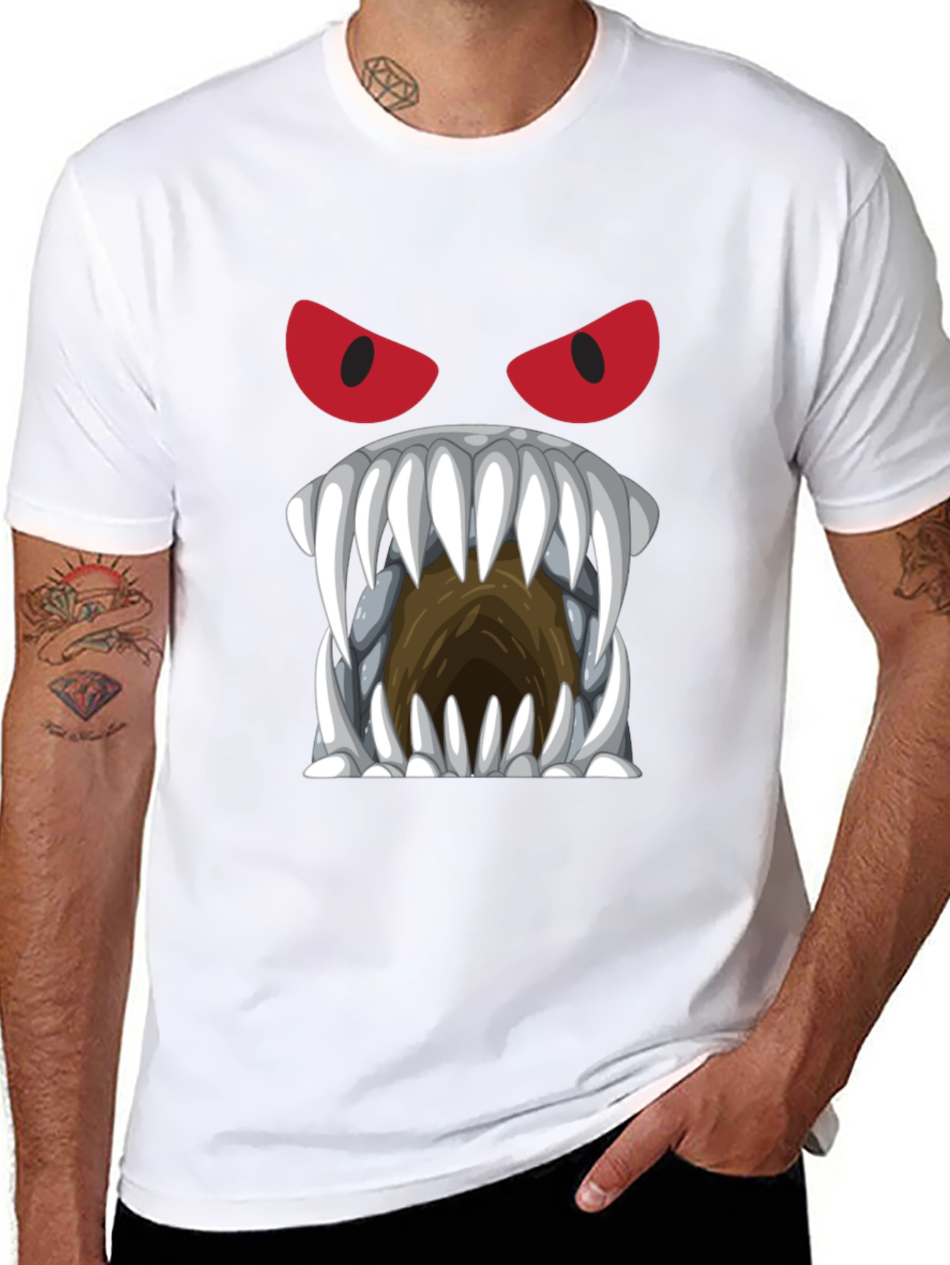 Monster Face Graphic Tee - Black
