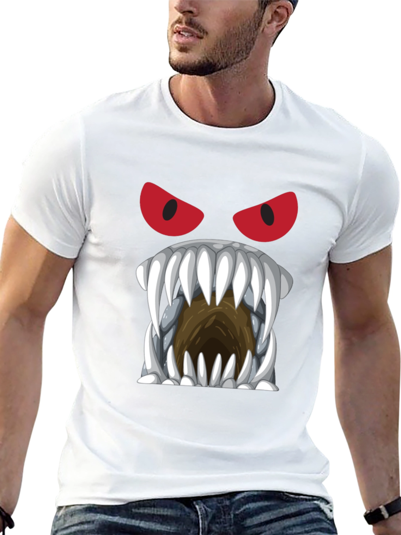 Monster Face Graphic Tee - Black