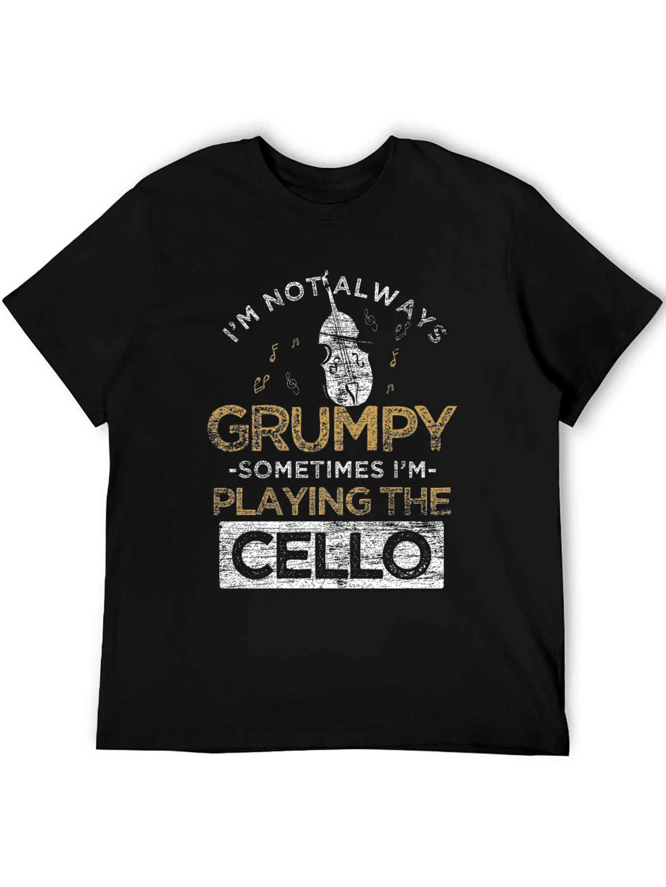 Grumpy Cello Player Black T-Shirt
