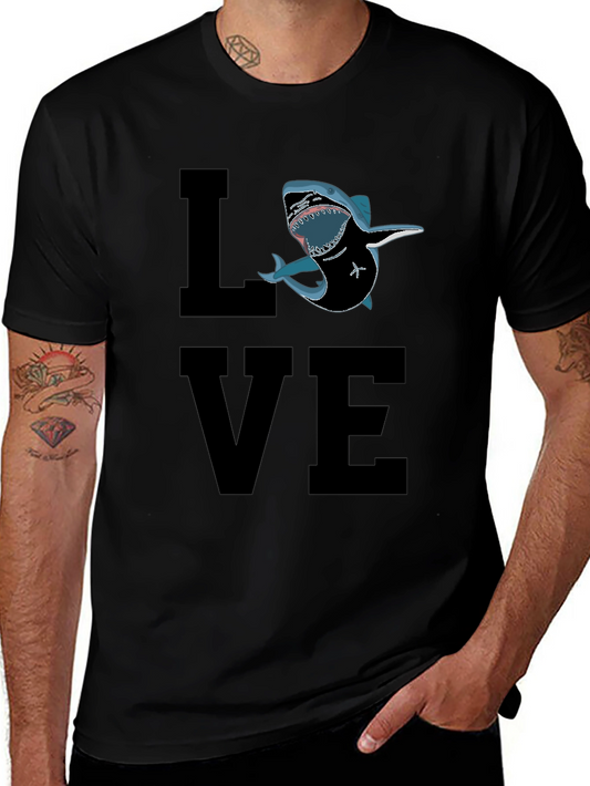 Shark Love Graphic T-Shirt - Black Cotton Tee