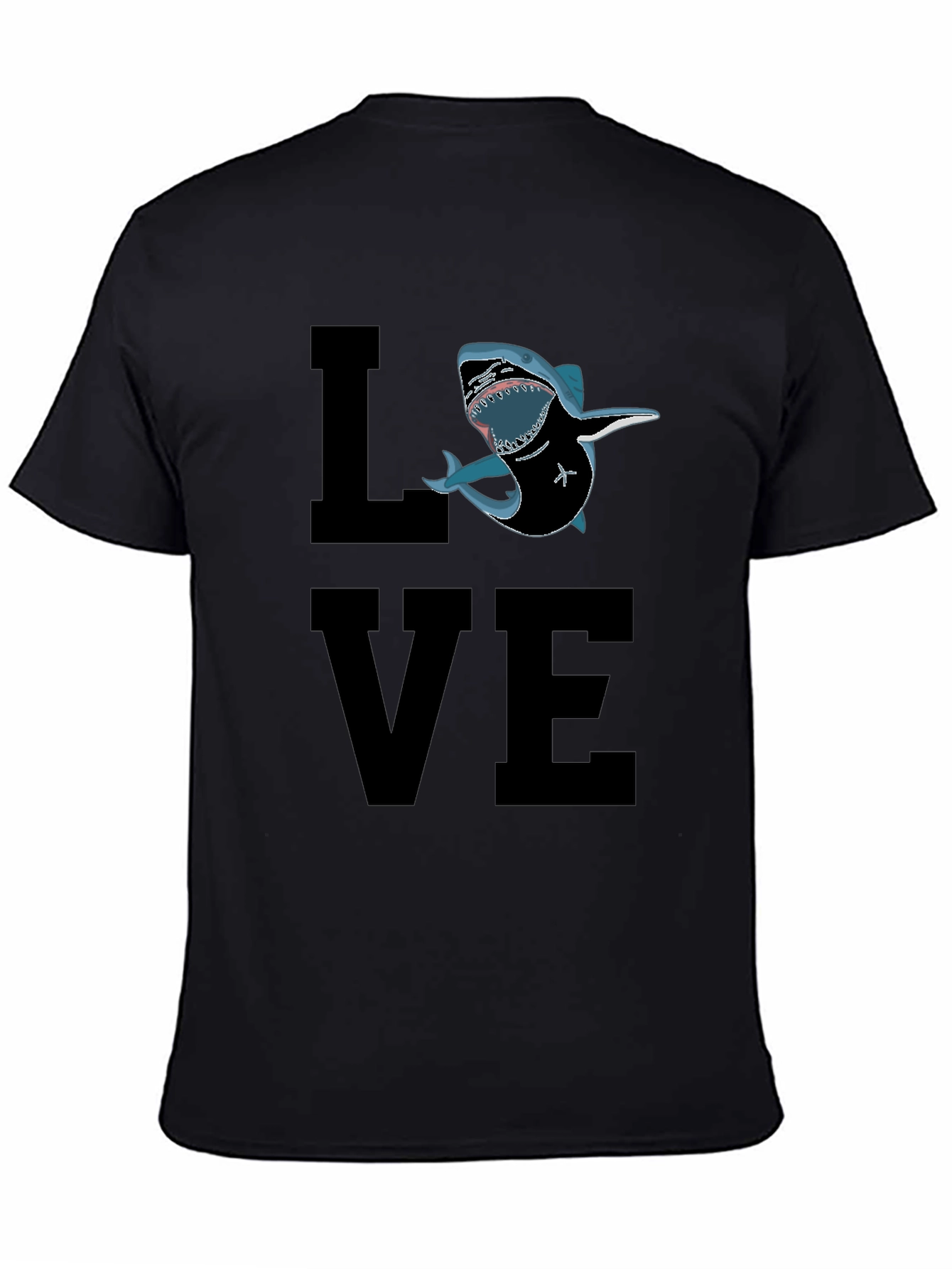 Shark Love Graphic T-Shirt - Black Cotton Tee