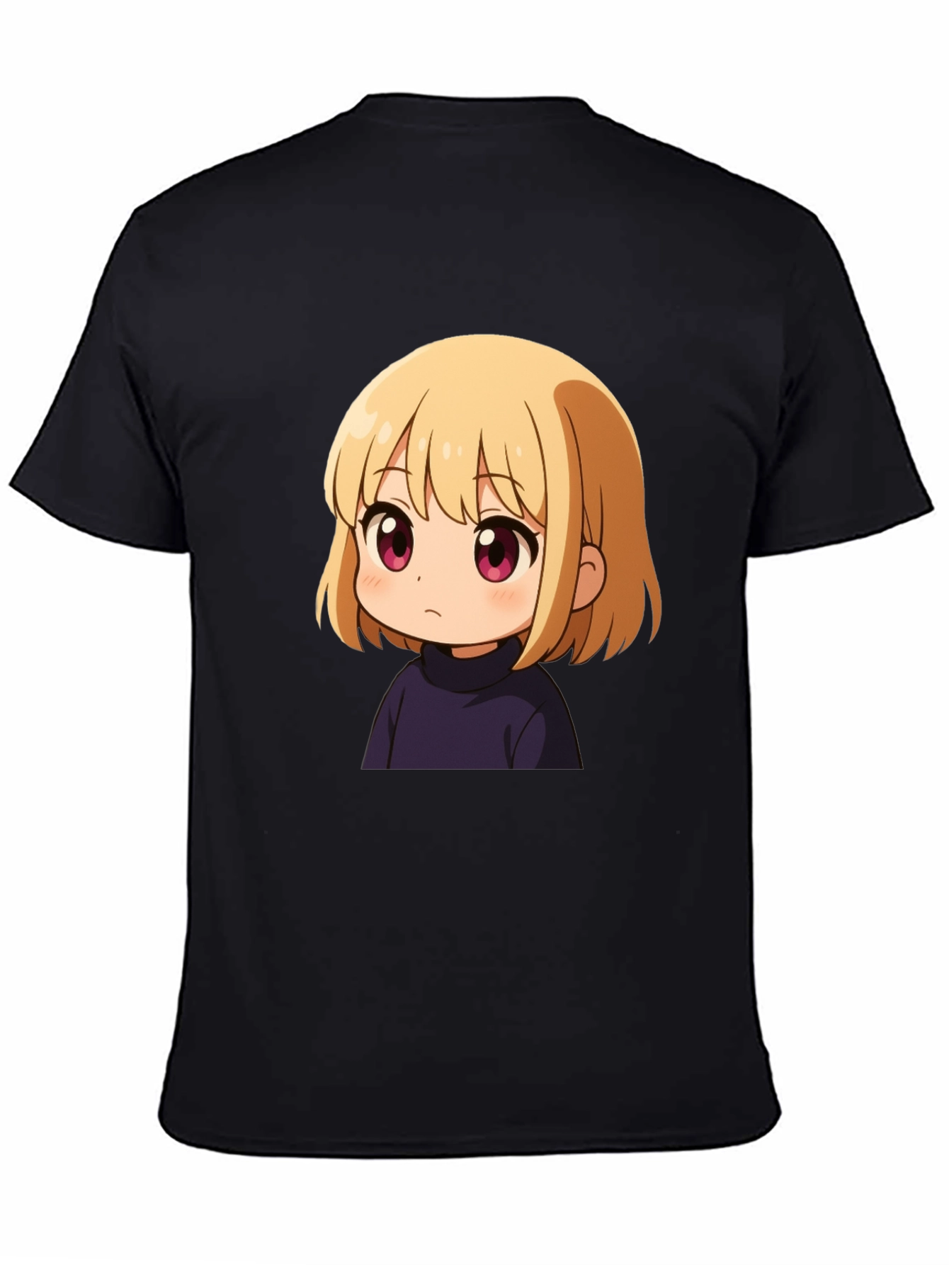 Anime Girl Graphic Print Black T-Shirt