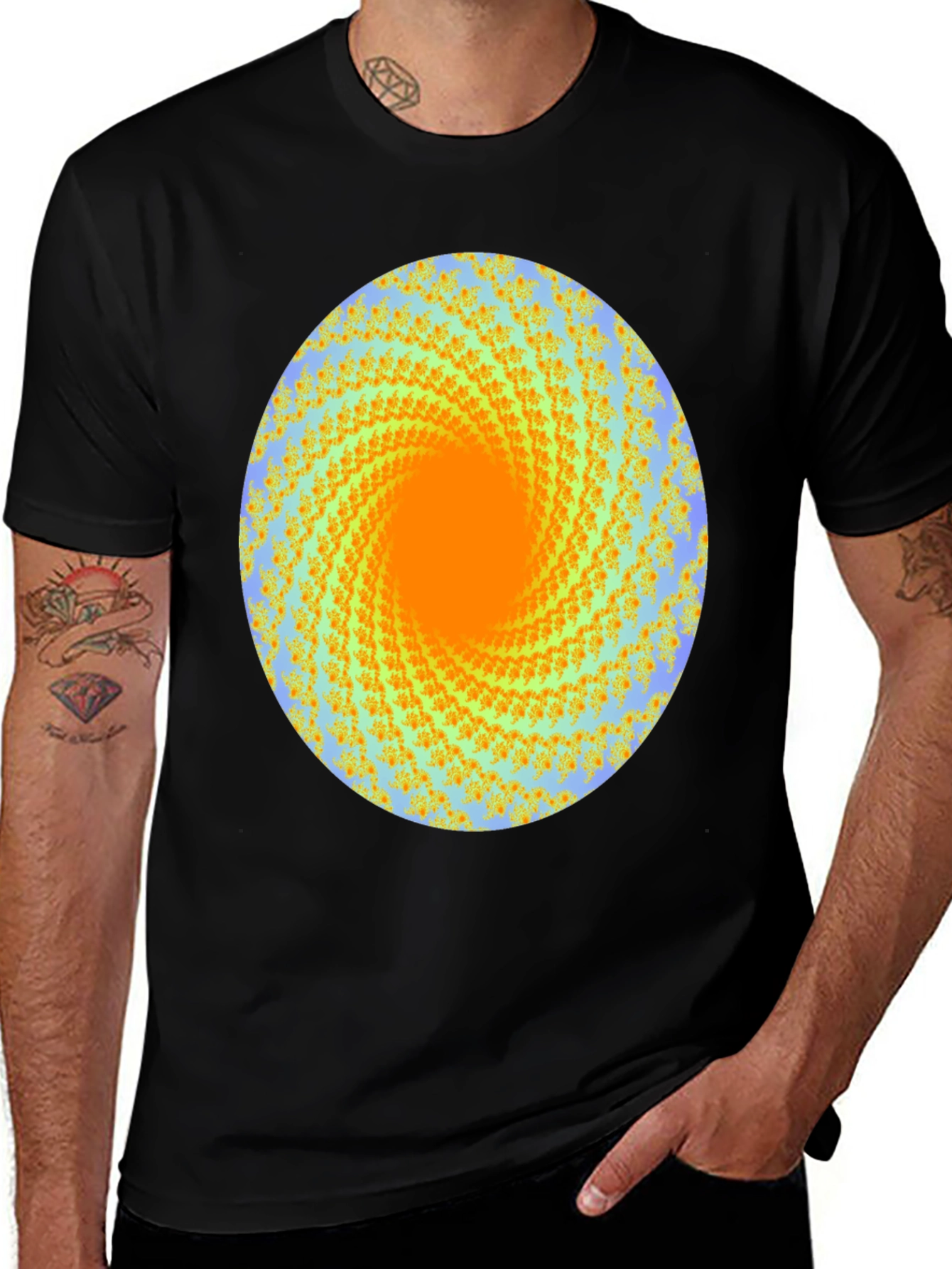 Abstract Swirl Graphic Print Crew Neck T-Shirt