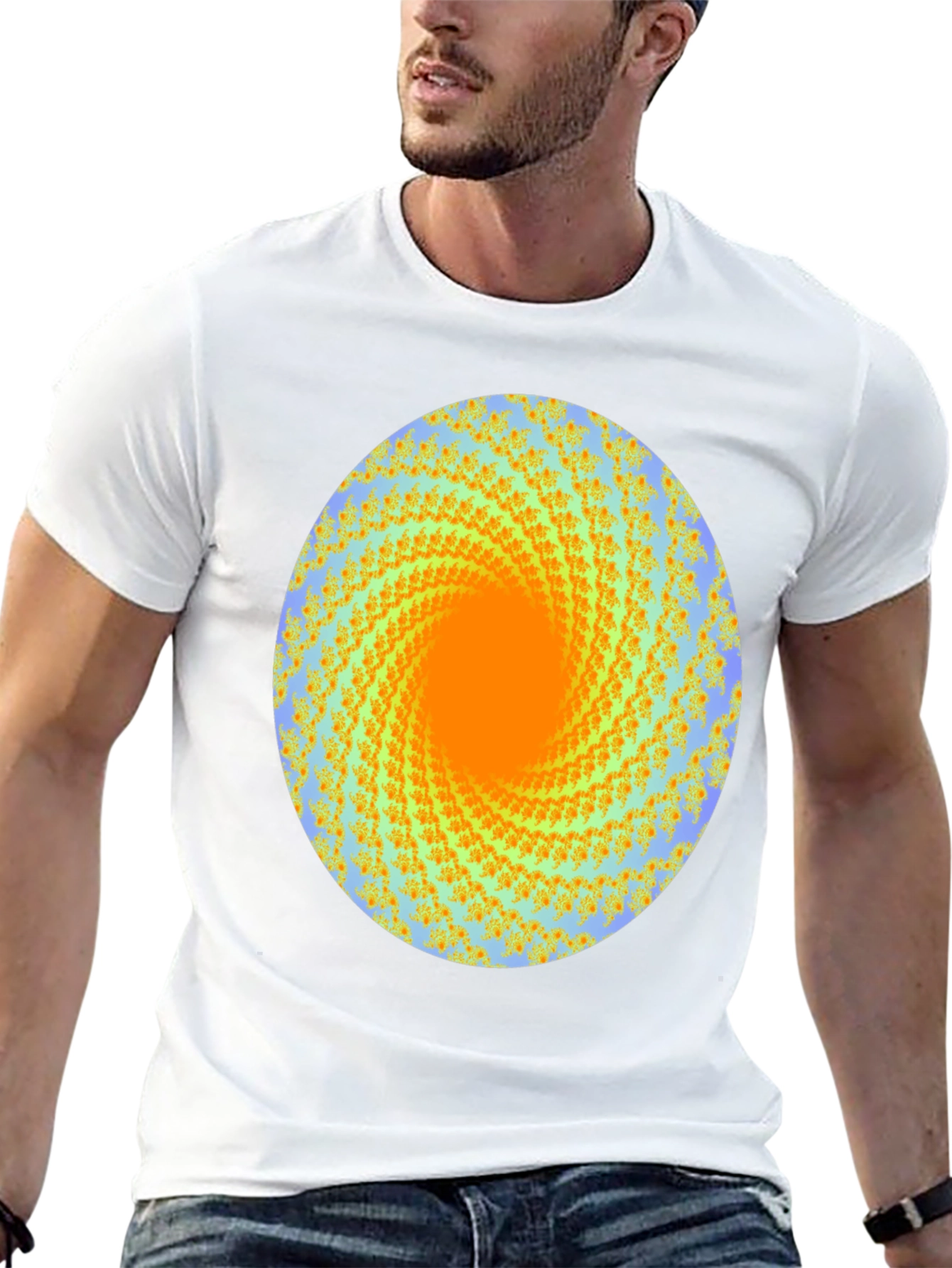 Abstract Swirl Graphic Print Crew Neck T-Shirt