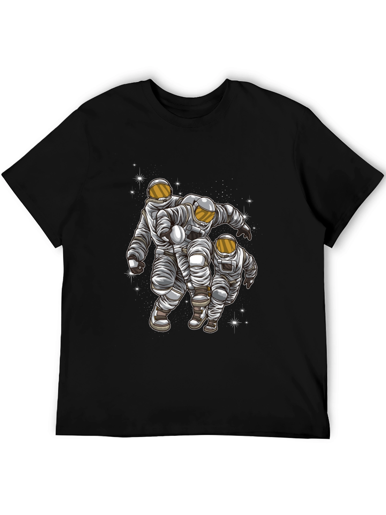 Astronaut Trio Graphic Print Black T-Shirt