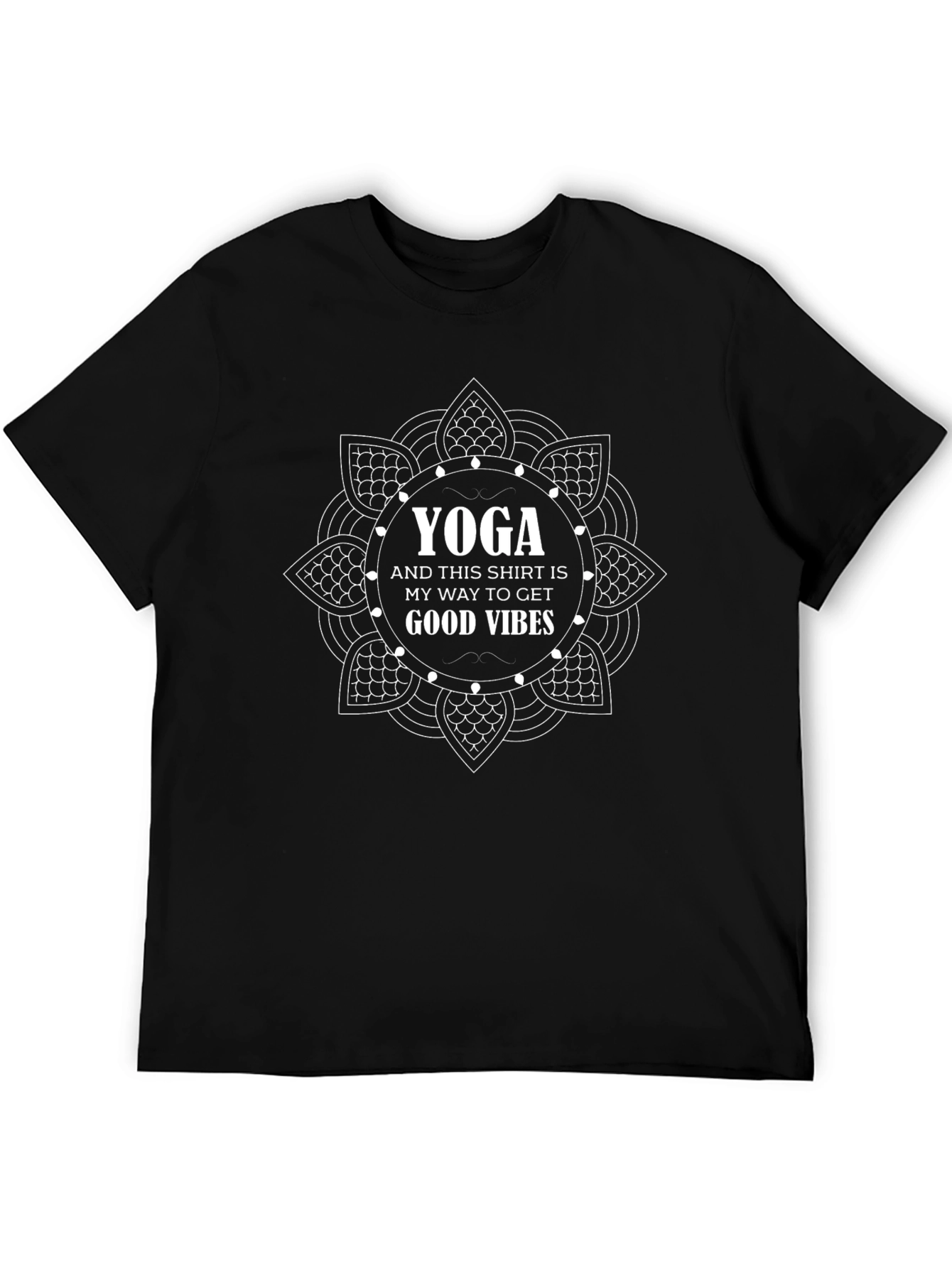 Yoga Good Vibes Graphic Tee - Black Cotton T-Shirt