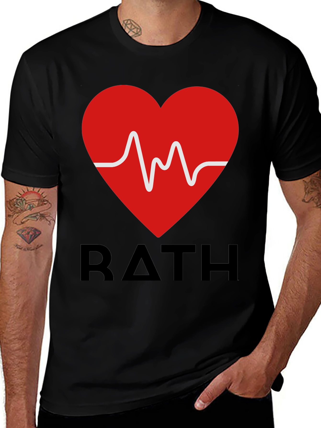 RATH Heartbeat Graphic Tee - Stylish Black T-Shirt