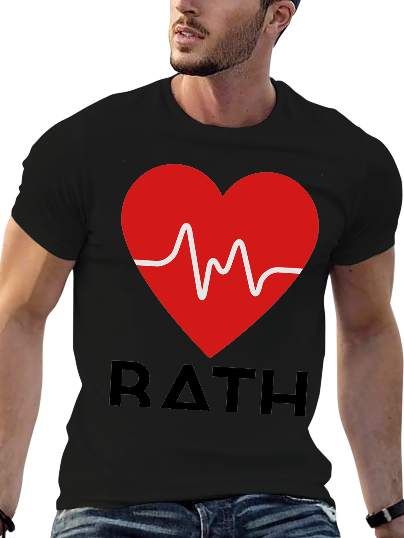 RATH Heartbeat Graphic Tee - Stylish Black T-Shirt