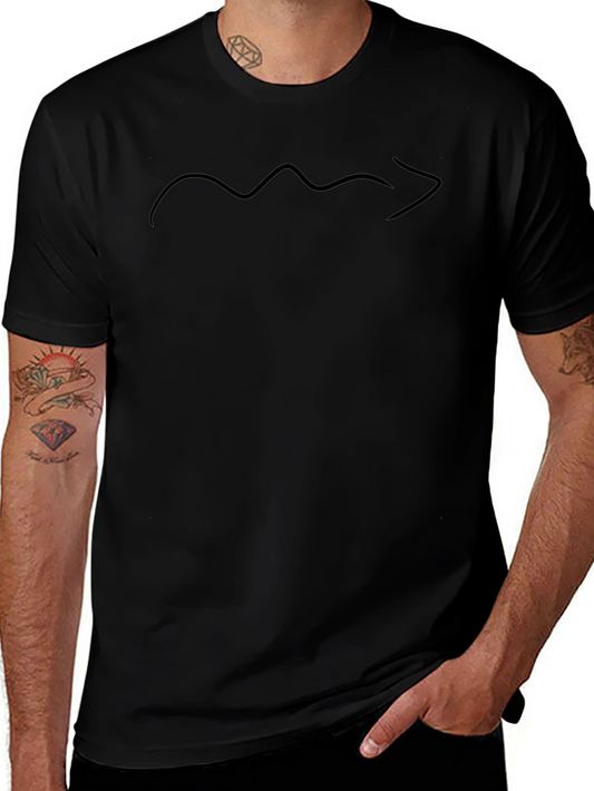 Minimalist Mountain Range Line Art Black T-Shirt