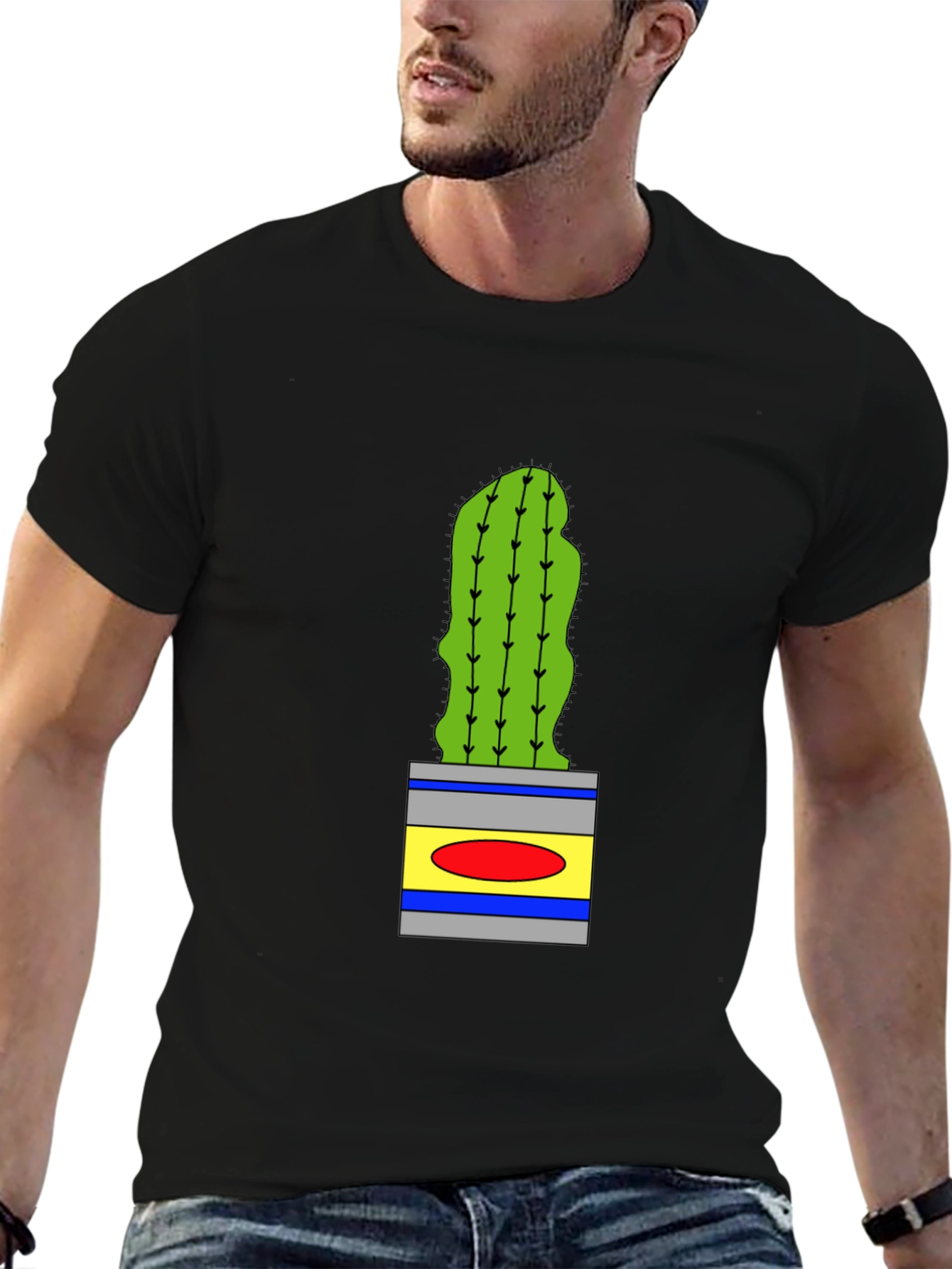 Cactus in Pot Graphic Tee - Black