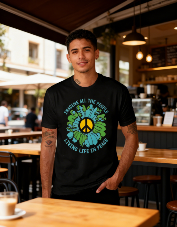"Imagine Peace" Earth Flower Graphic Tee