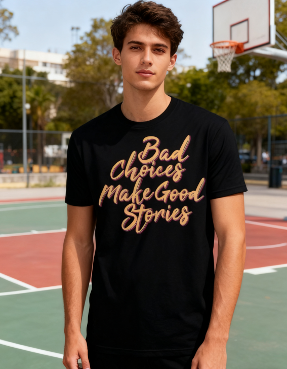 Bad Choices Make Good Stories Typography Tee