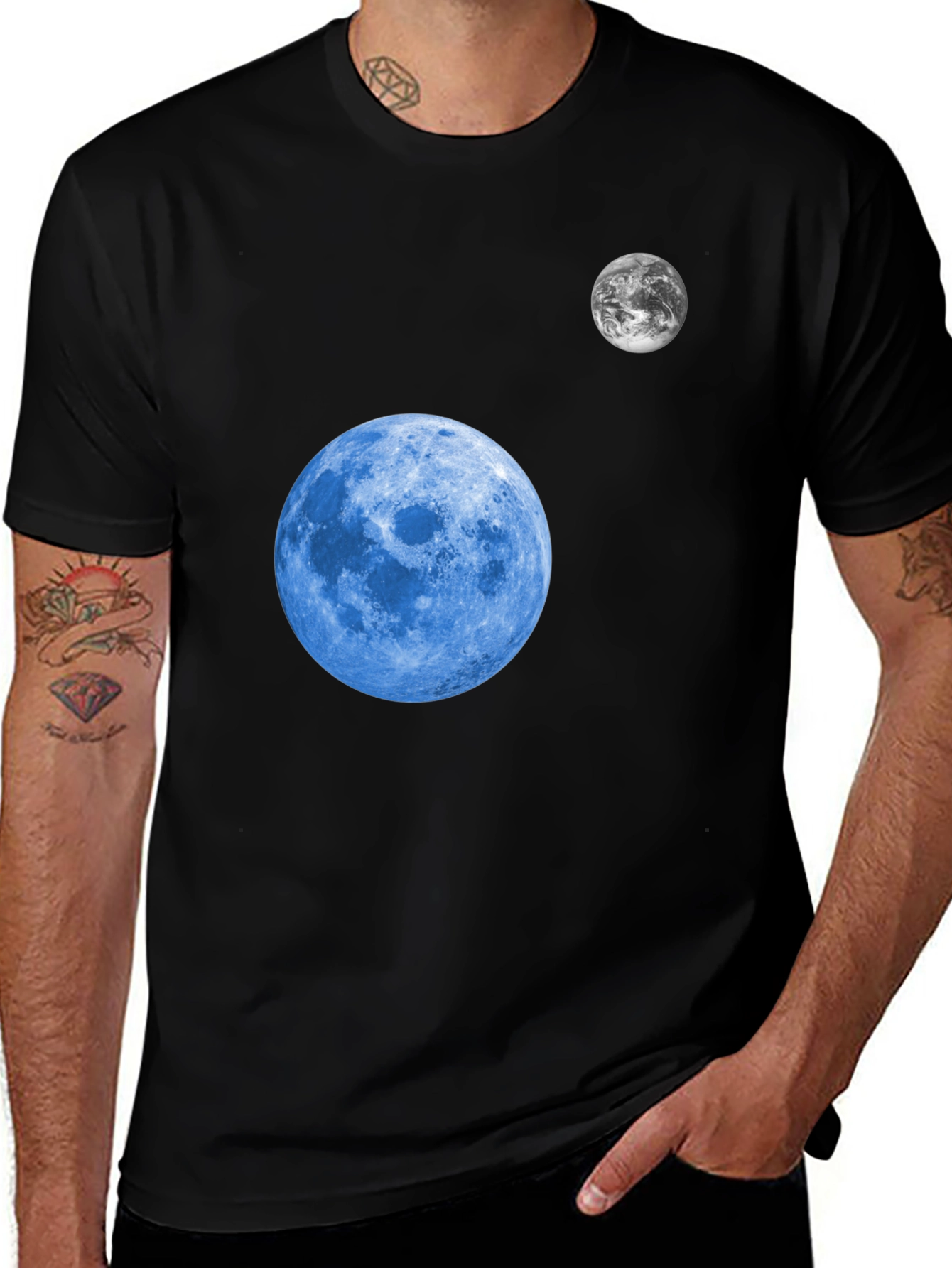 Cosmic Moon Graphic T-Shirt - Black Cotton Tee