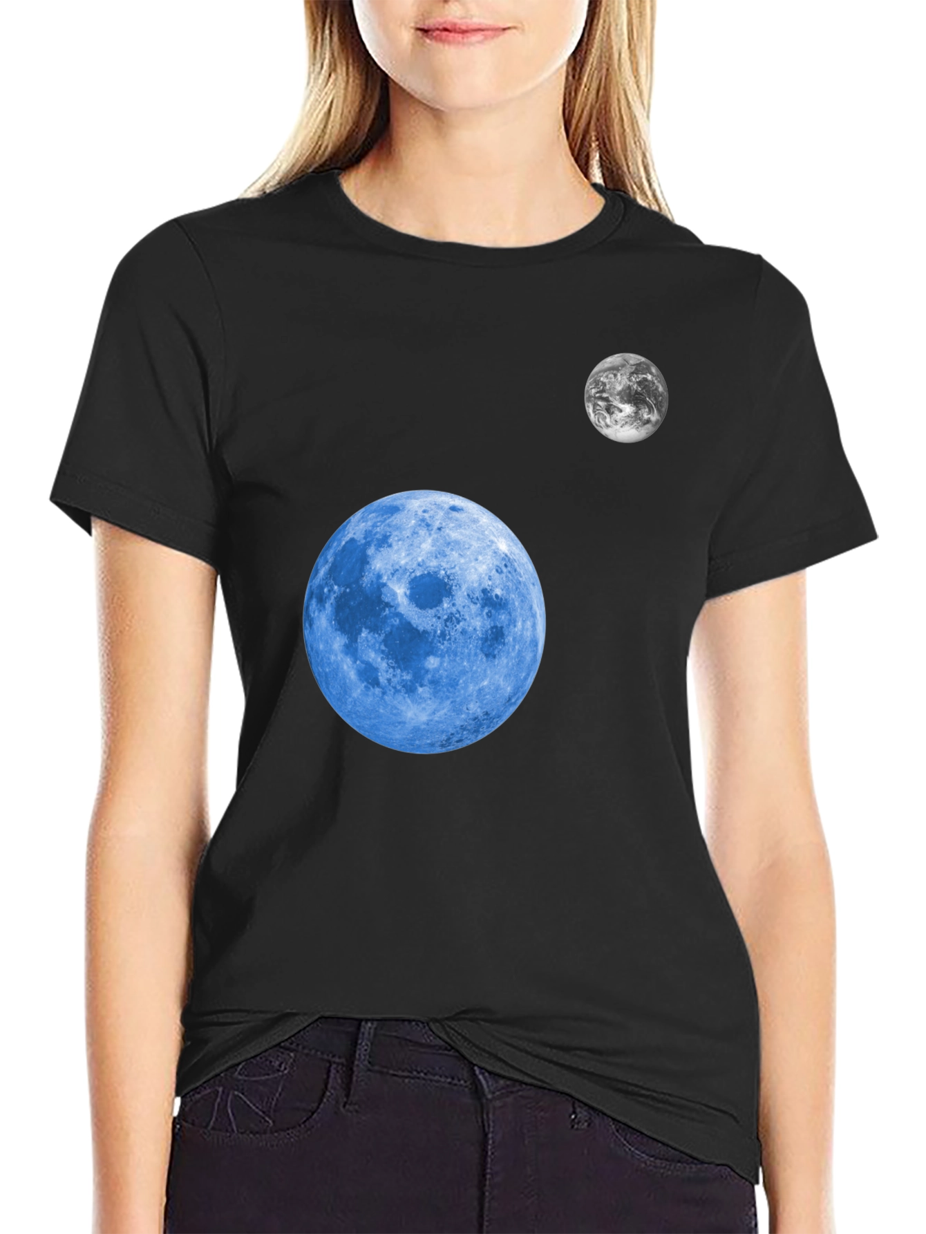 Cosmic Moon Graphic T-Shirt - Black Cotton Tee