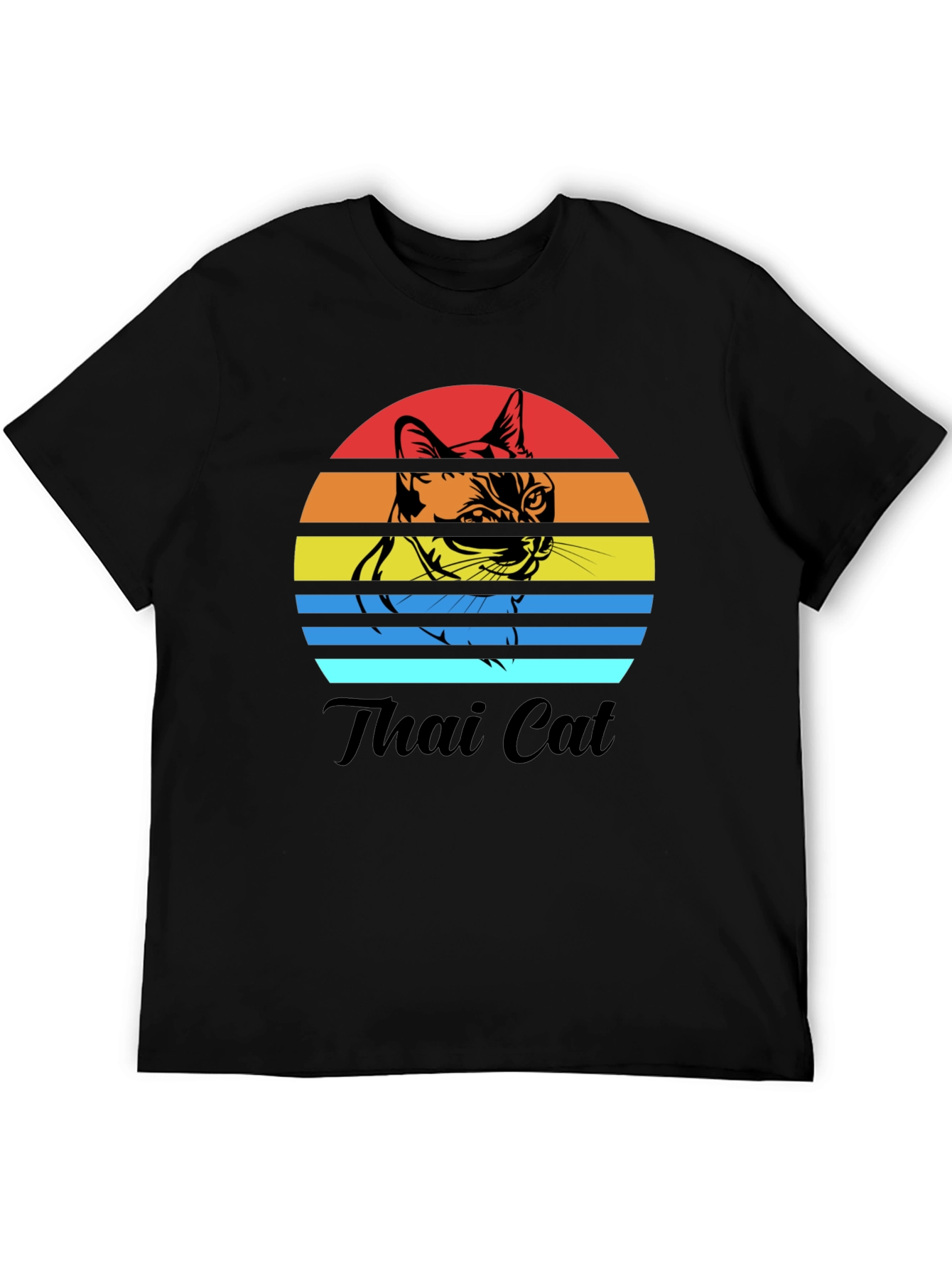 Thai Cat Sunset T-Shirt - Retro Style