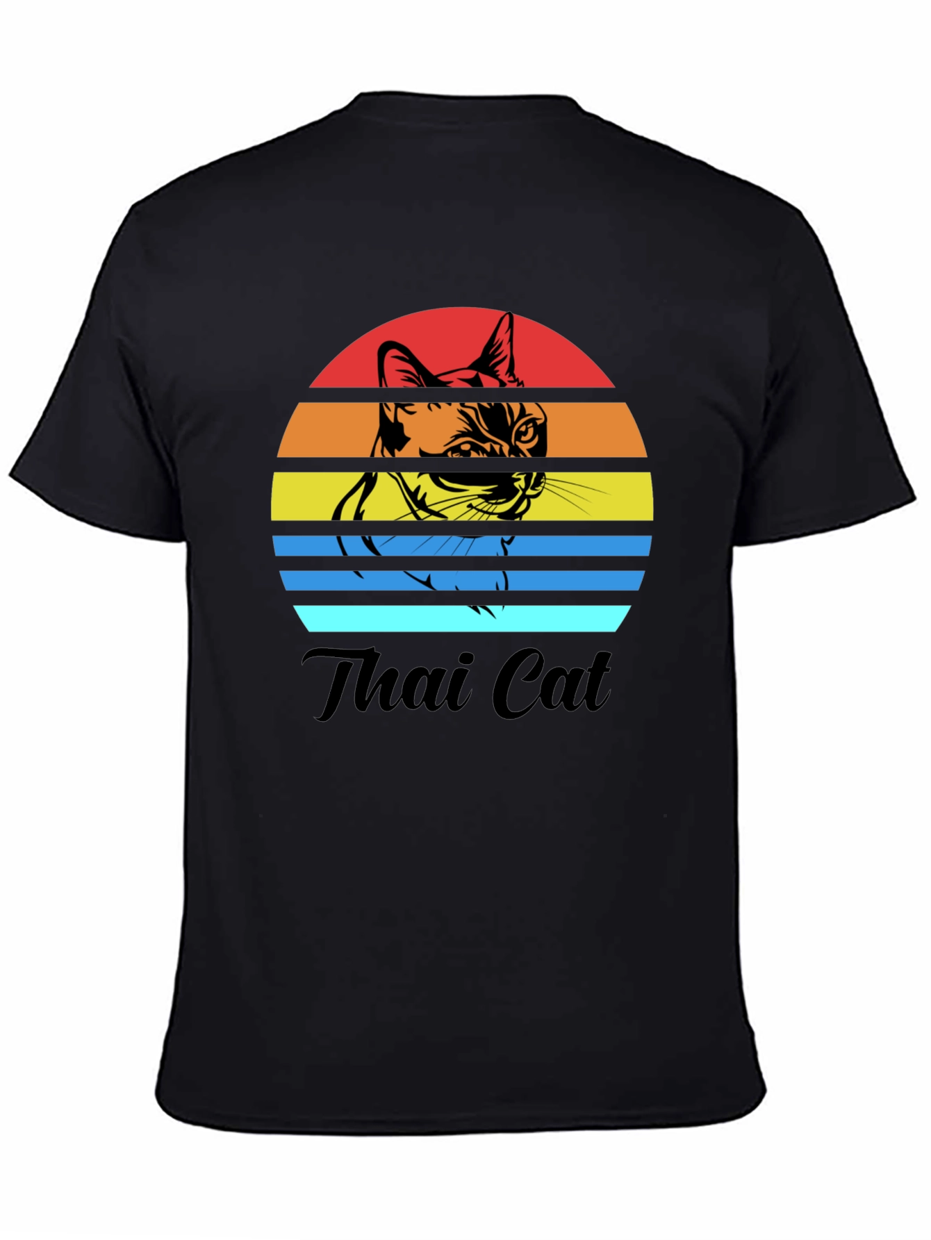 Thai Cat Sunset T-Shirt - Retro Style