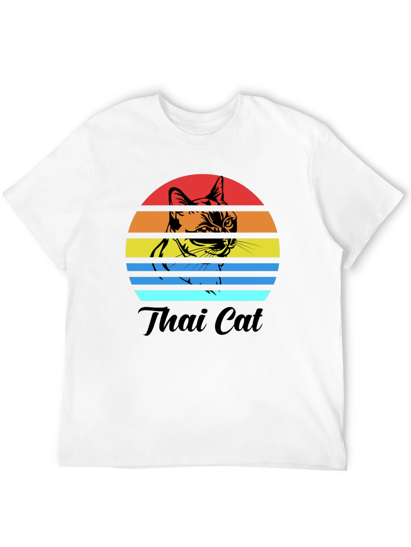 Thai Cat Sunset T-Shirt - Retro Style
