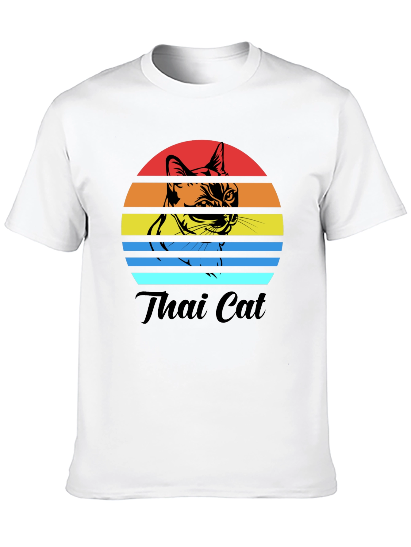 Thai Cat Sunset T-Shirt - Retro Style