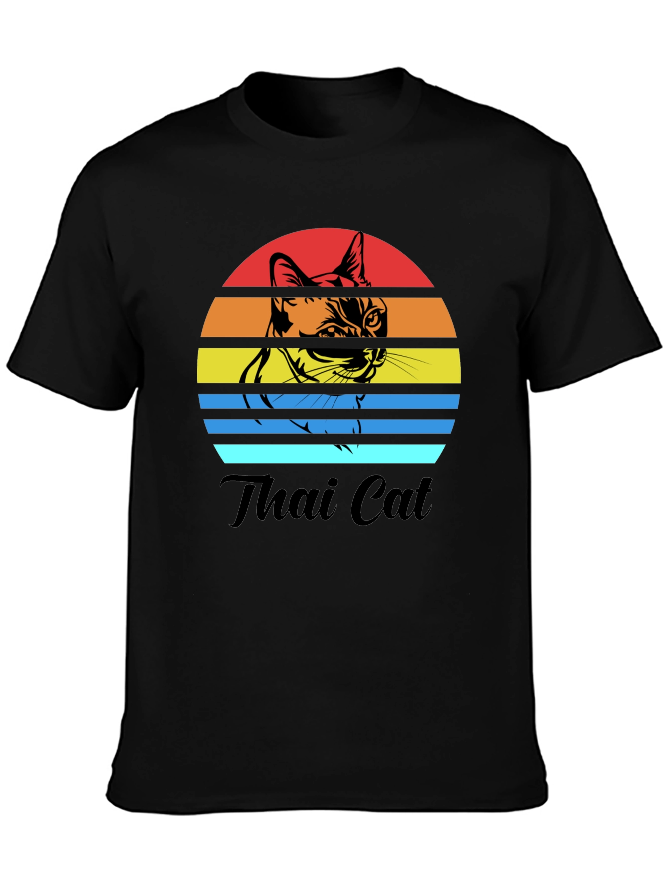 Thai Cat Sunset T-Shirt - Retro Style