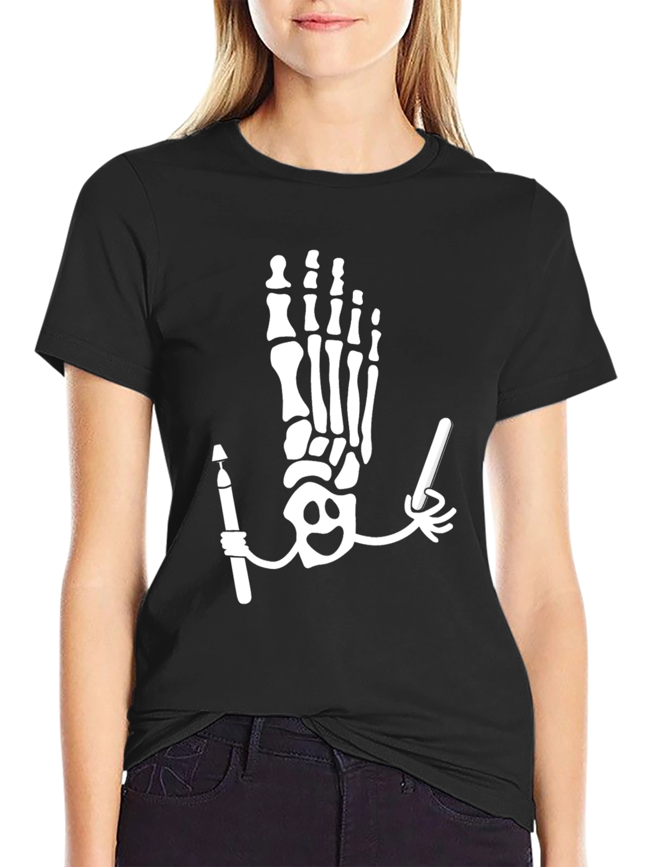 Quirky Skeleton Foot Artist T-Shirt