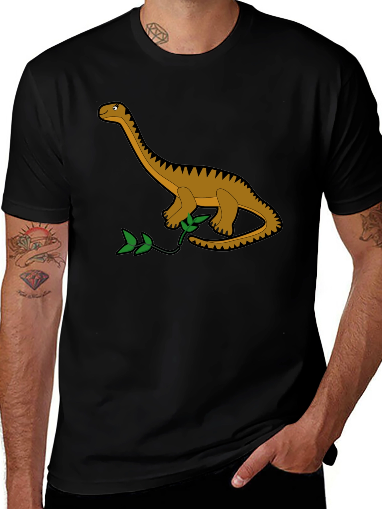 Dino Graphic Tee - Black Cotton T-Shirt