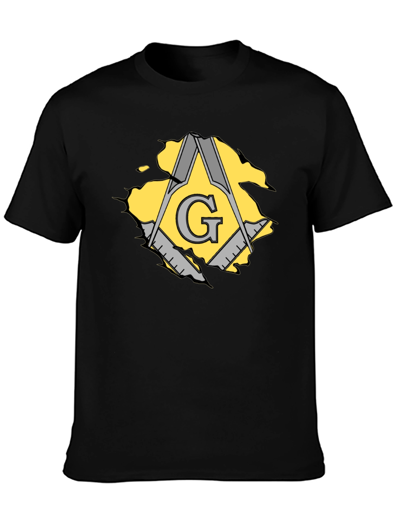 Masonic Square & Compasses Mens Black T-Shirt