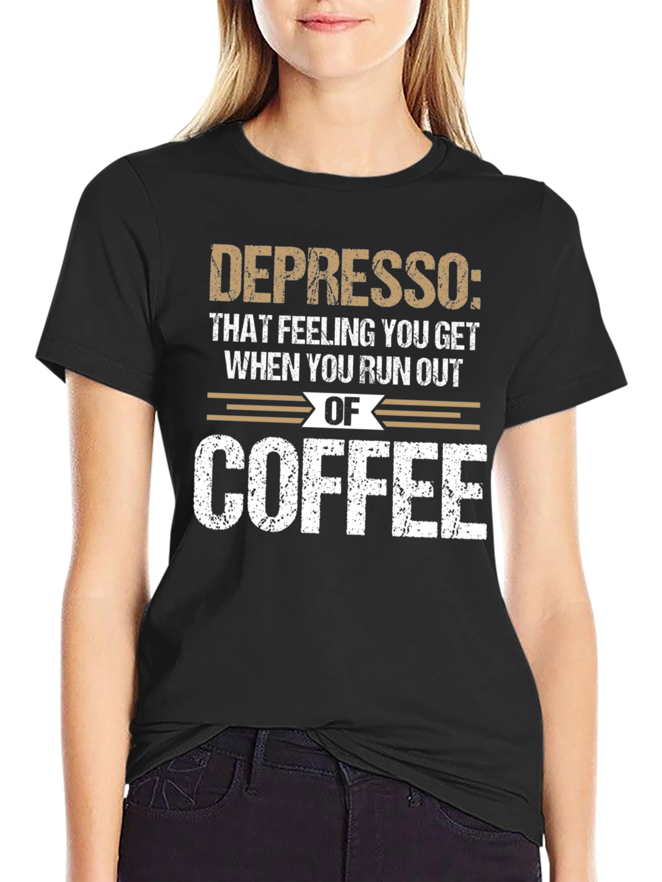 Depresso Coffee T-Shirt: Funny Caffeine Humor Tee