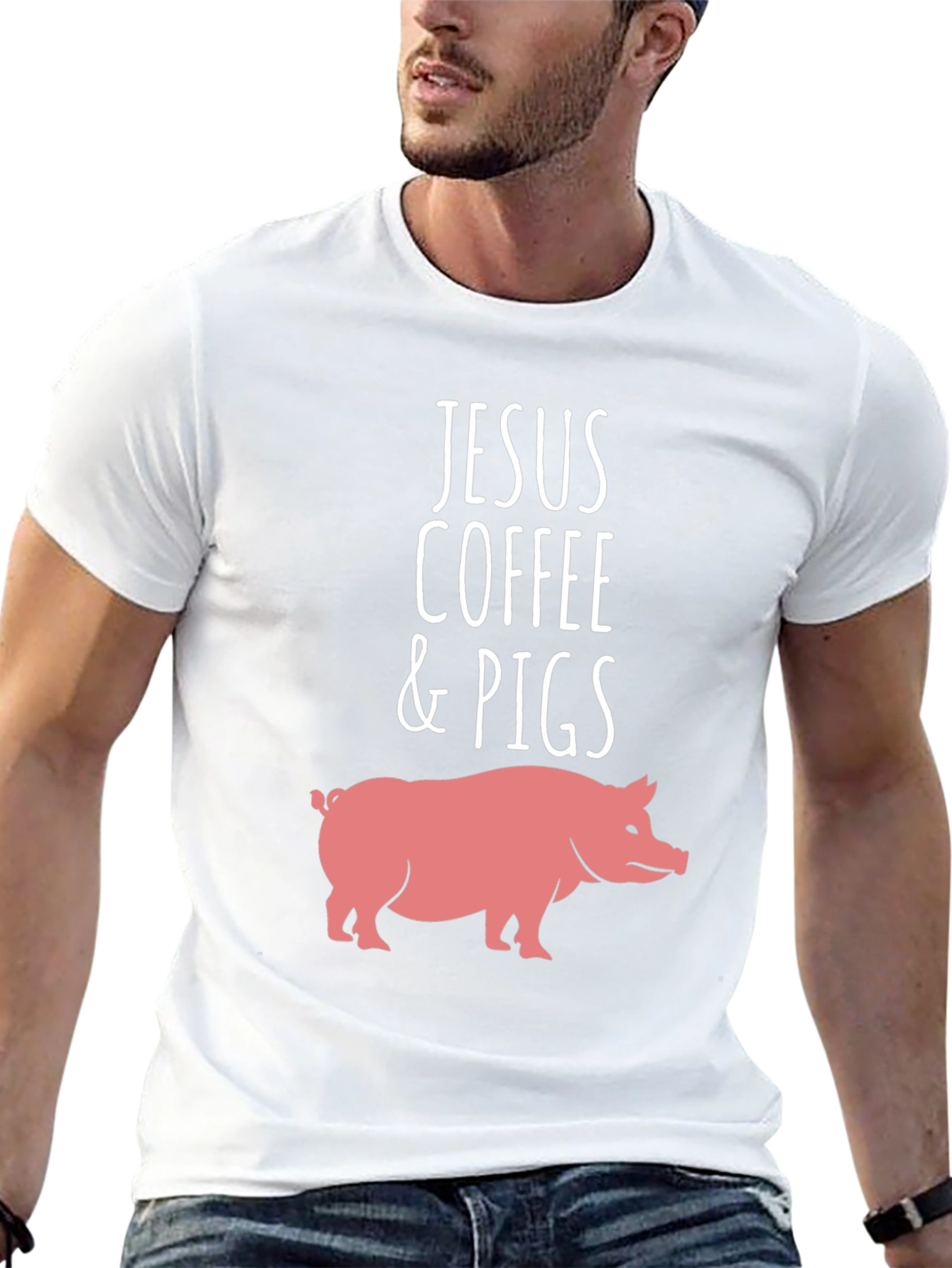 Jesus Coffee & Pigs Graphic Tee