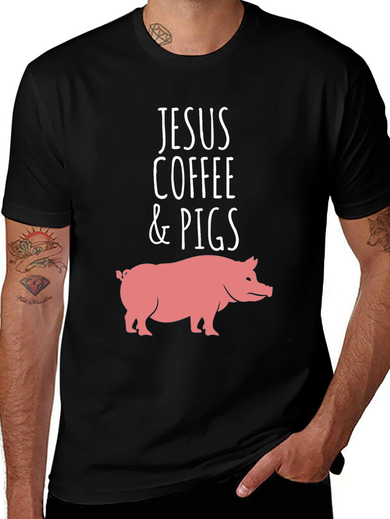 Jesus Coffee & Pigs Graphic Tee