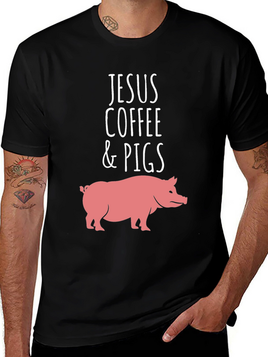 Jesus Coffee & Pigs Graphic Tee