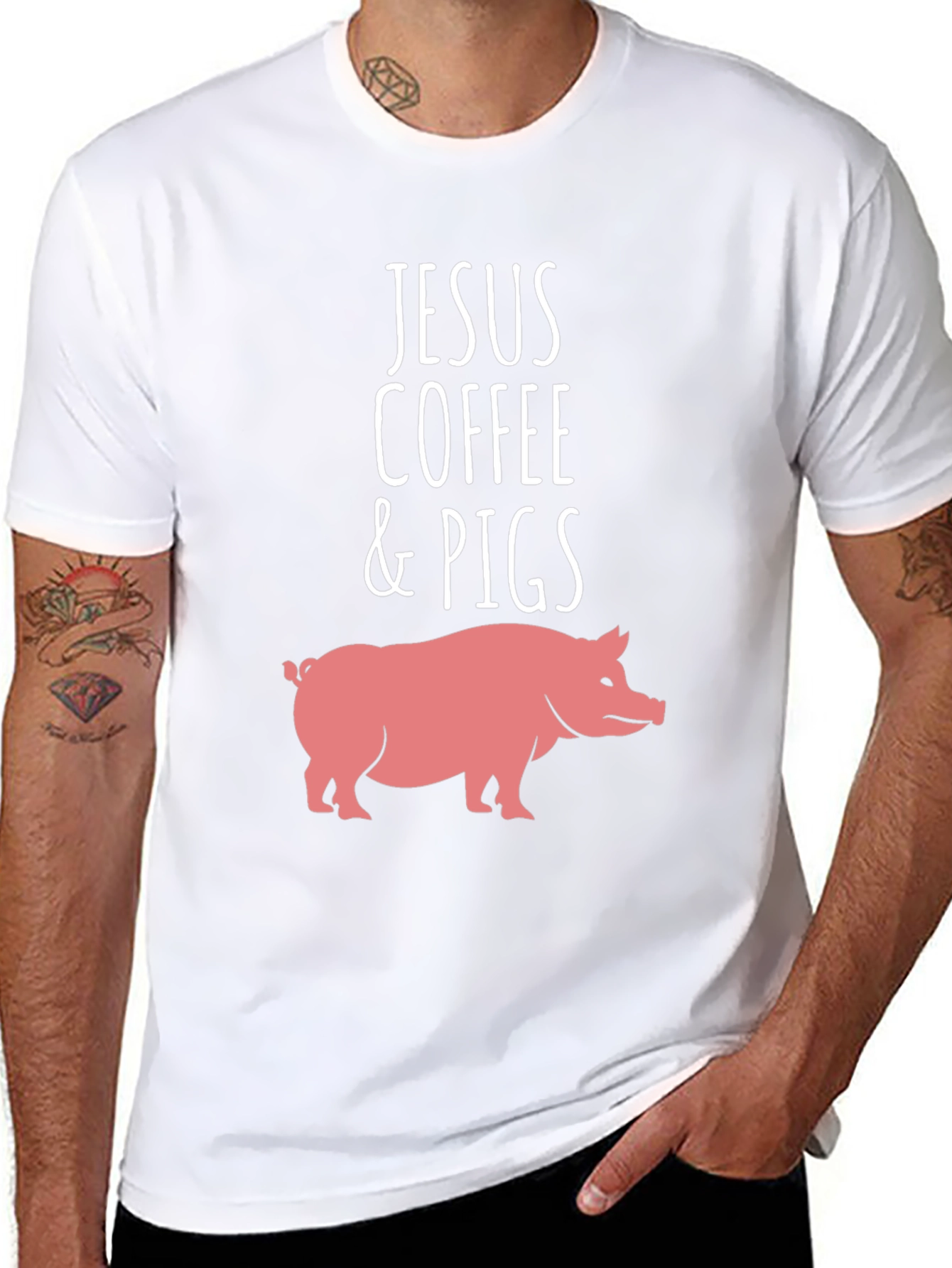 Jesus Coffee & Pigs Graphic Tee
